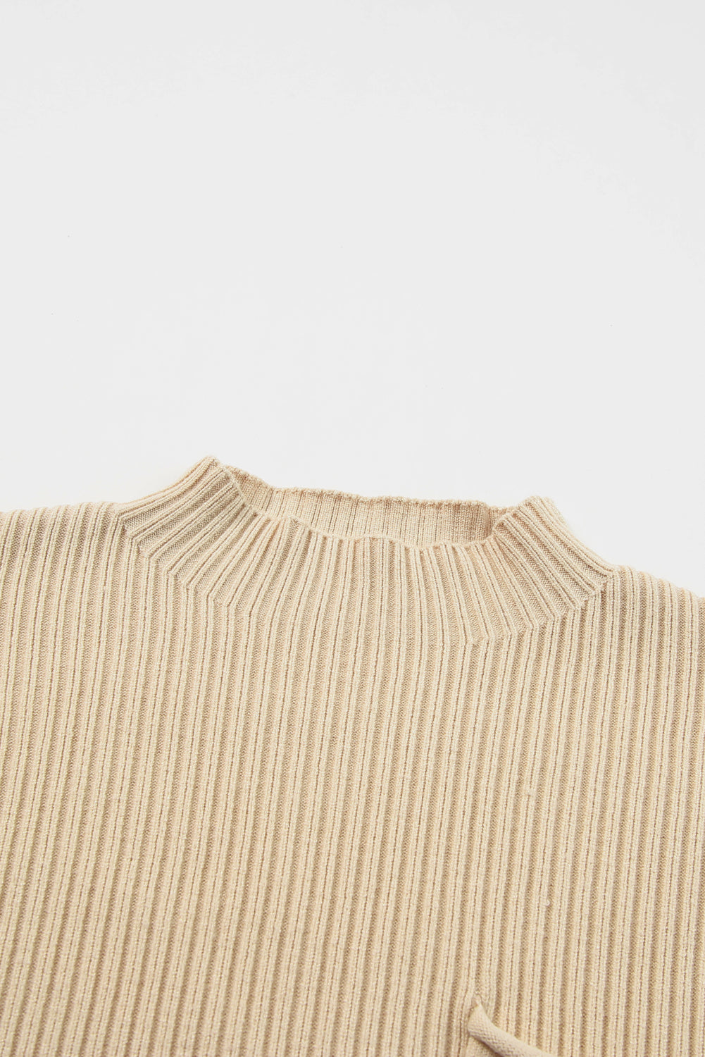 Beau Blue Patch Pocket Ribbed Knit Short Sleeve Sweater