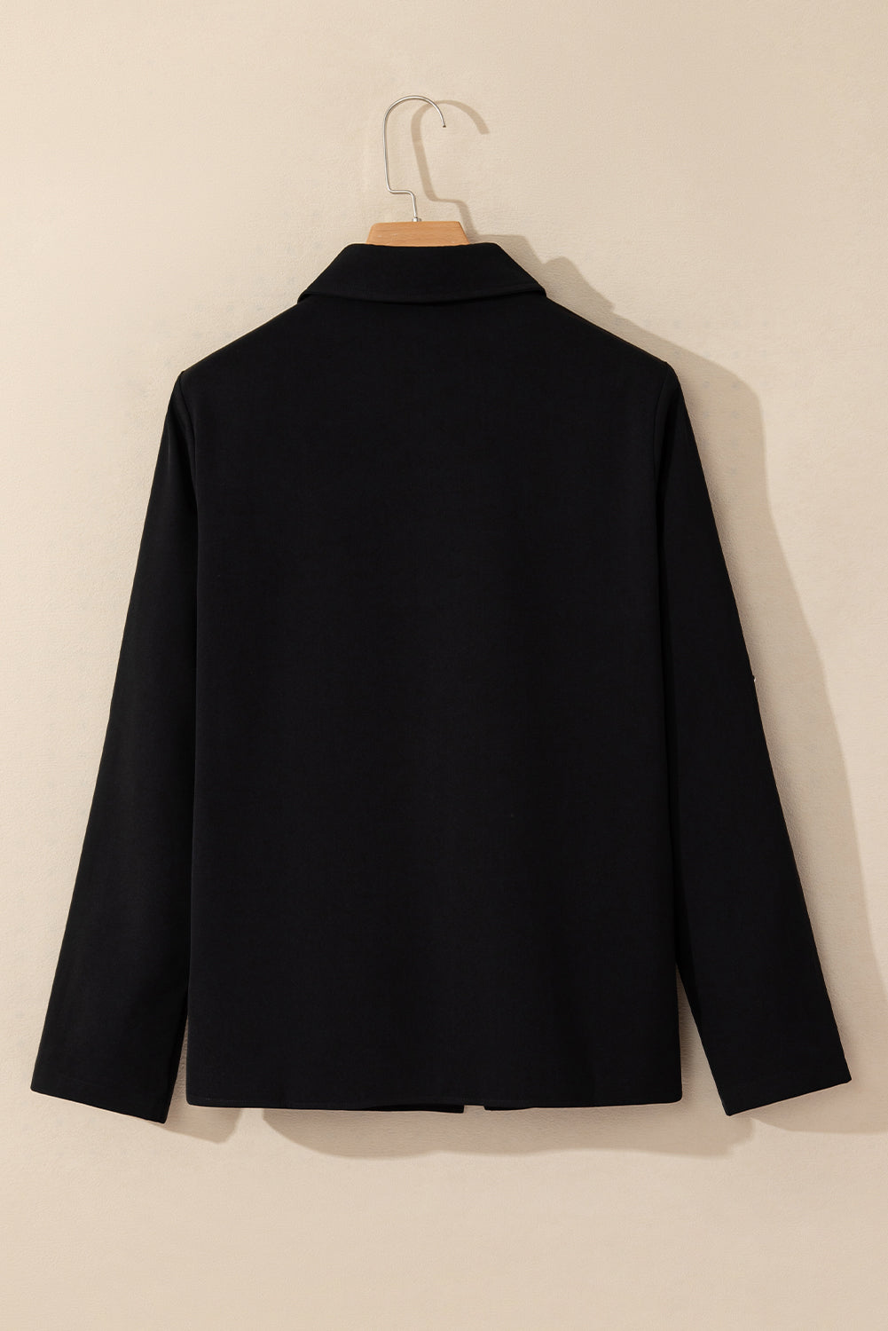 Red Dahlia Collar Tab Sleeve Zip Up Flap Detail Jacket