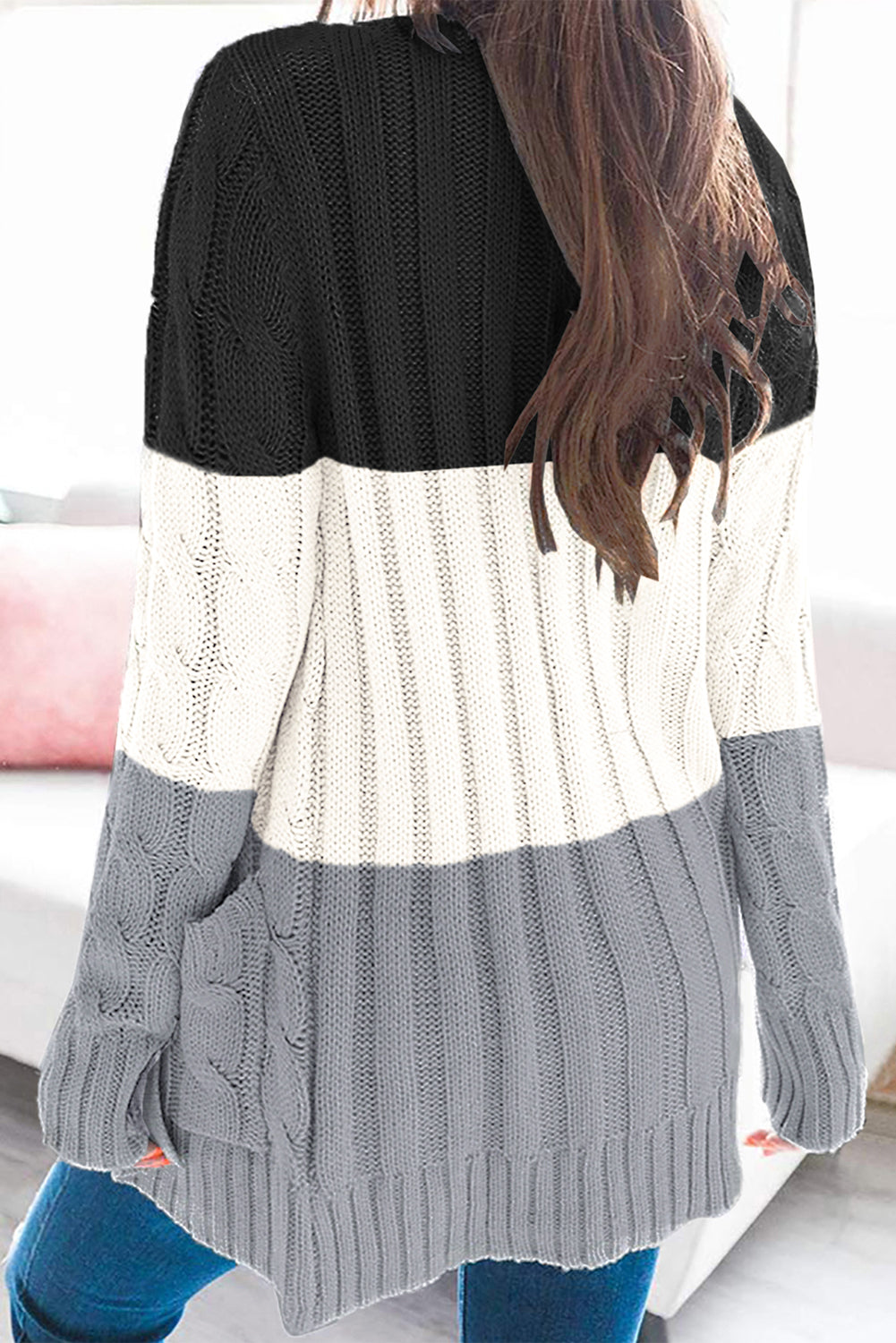 Sky Blue Button Pocket Knit Cardigan