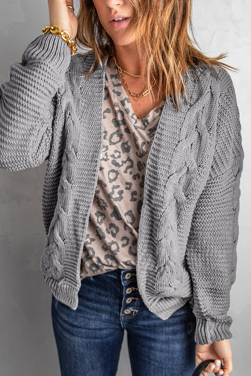 Olive Chunky Wide Long Sleeve Knit Cardigan