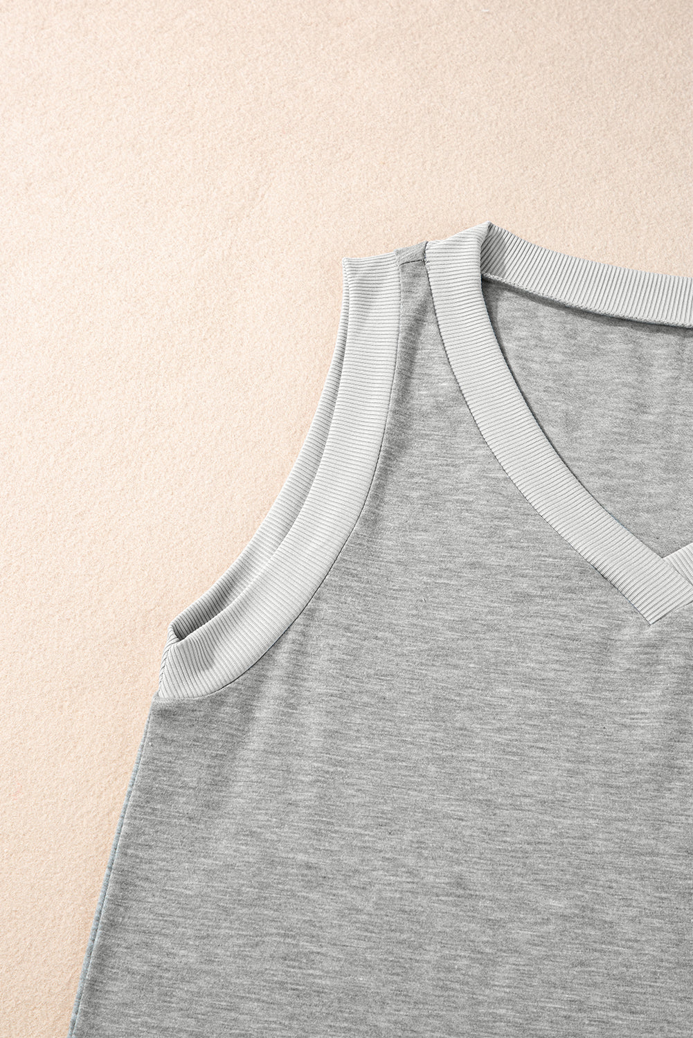 Simply Taupe Ribbed V Neck Tank