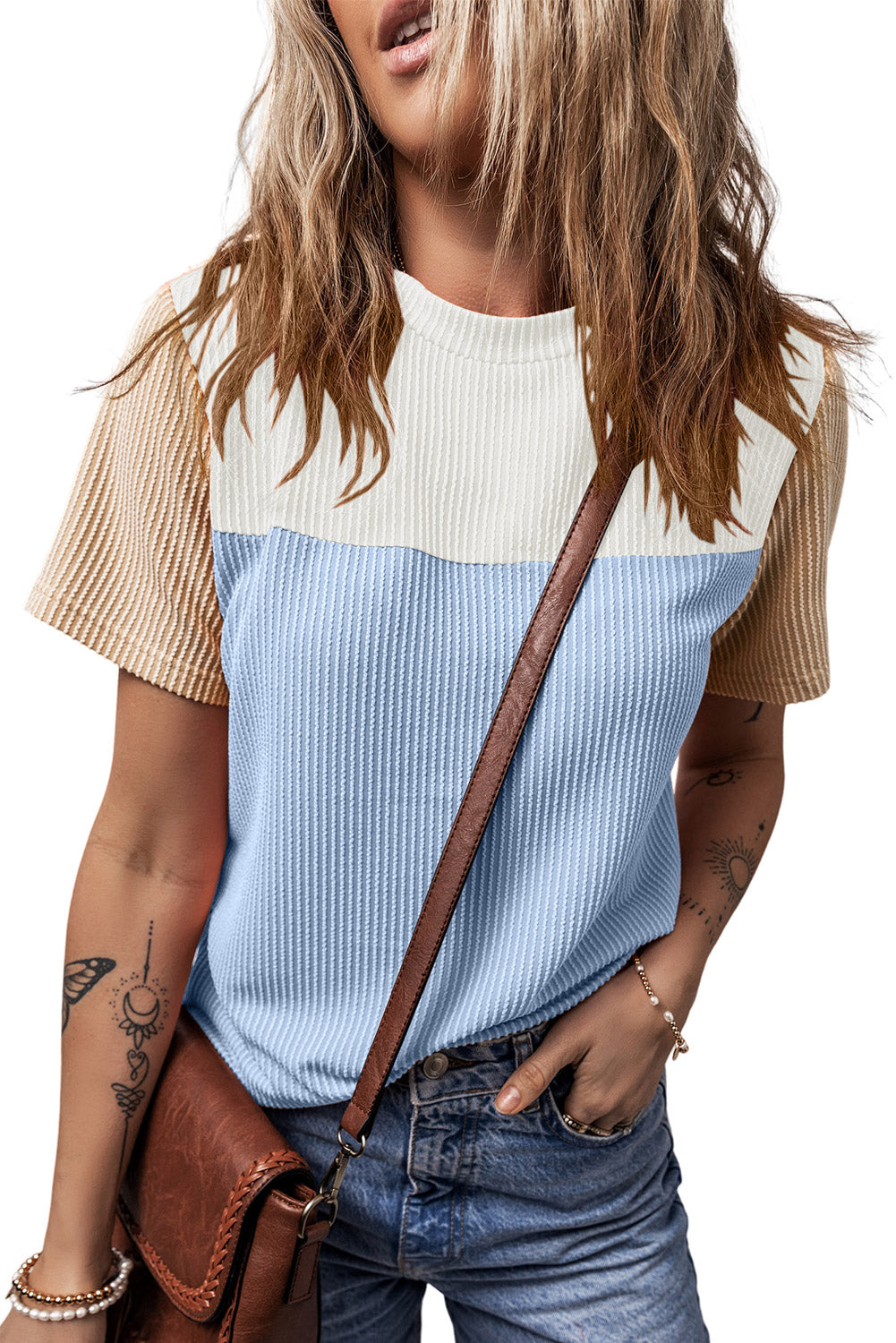 Skobeloff Rib Textured Colorblock T Shirt