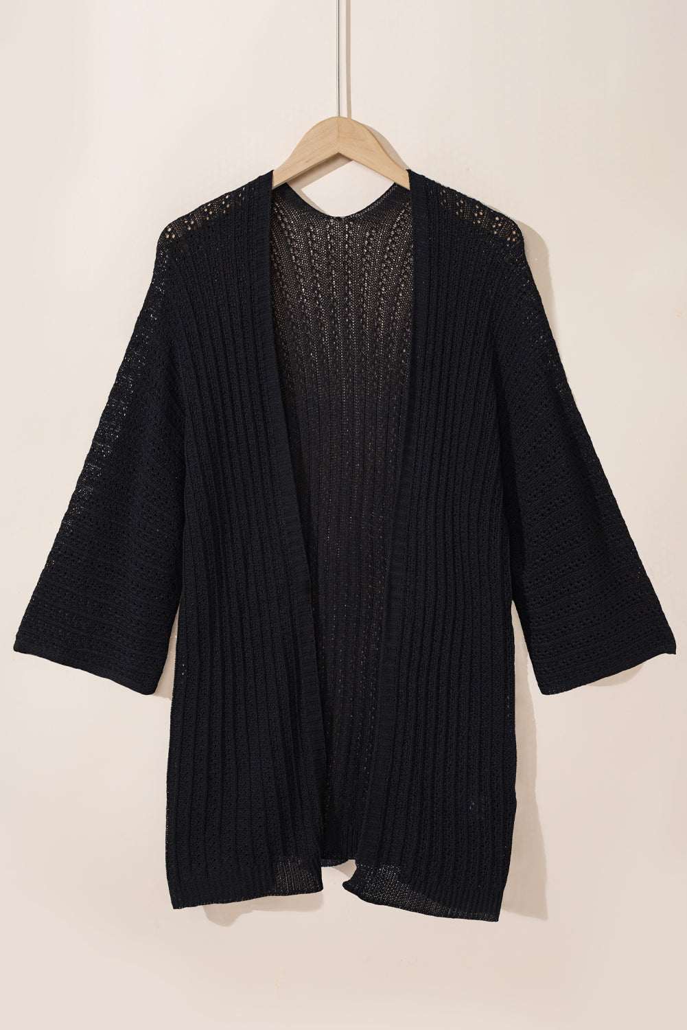 Sky Blue Hollow-out Bracelet Sleeve Knit Cardigan