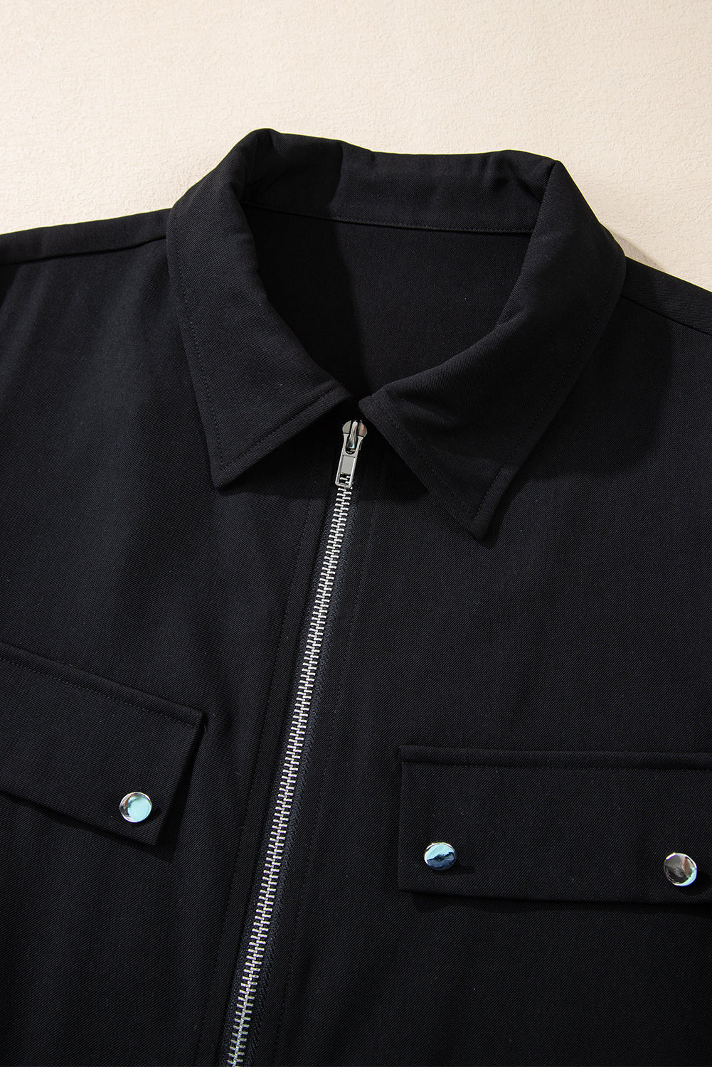 Red Dahlia Collar Tab Sleeve Zip Up Flap Detail Jacket