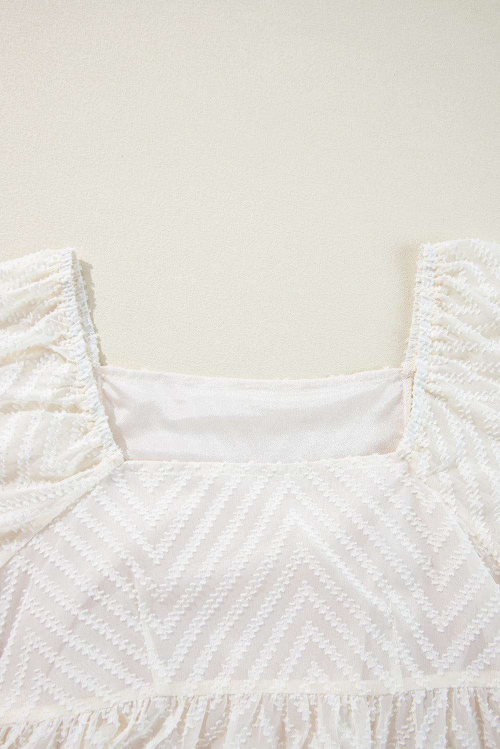 Classic Square Neck Puff Sleeve Babydoll Style Short Dress