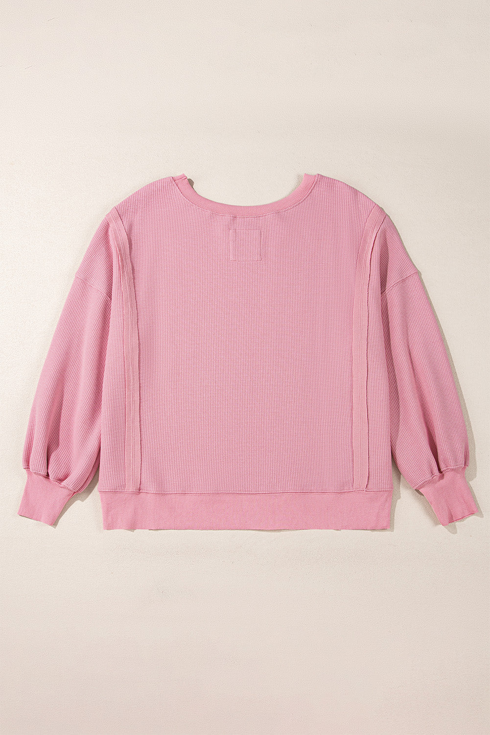 Gray Waffle knit Bishop Sleeve Split Oversized Top