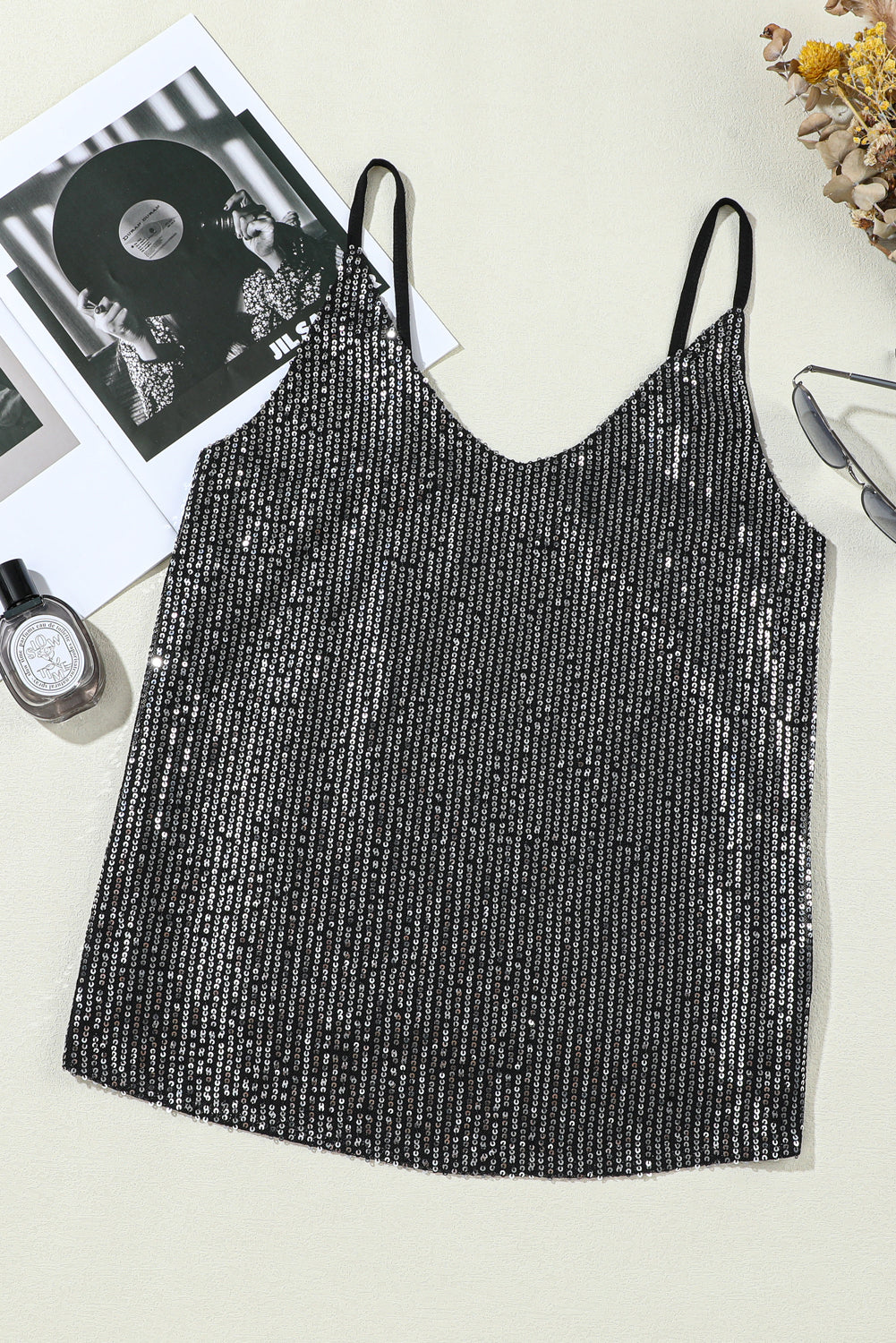 Gray Sequin Tank Top