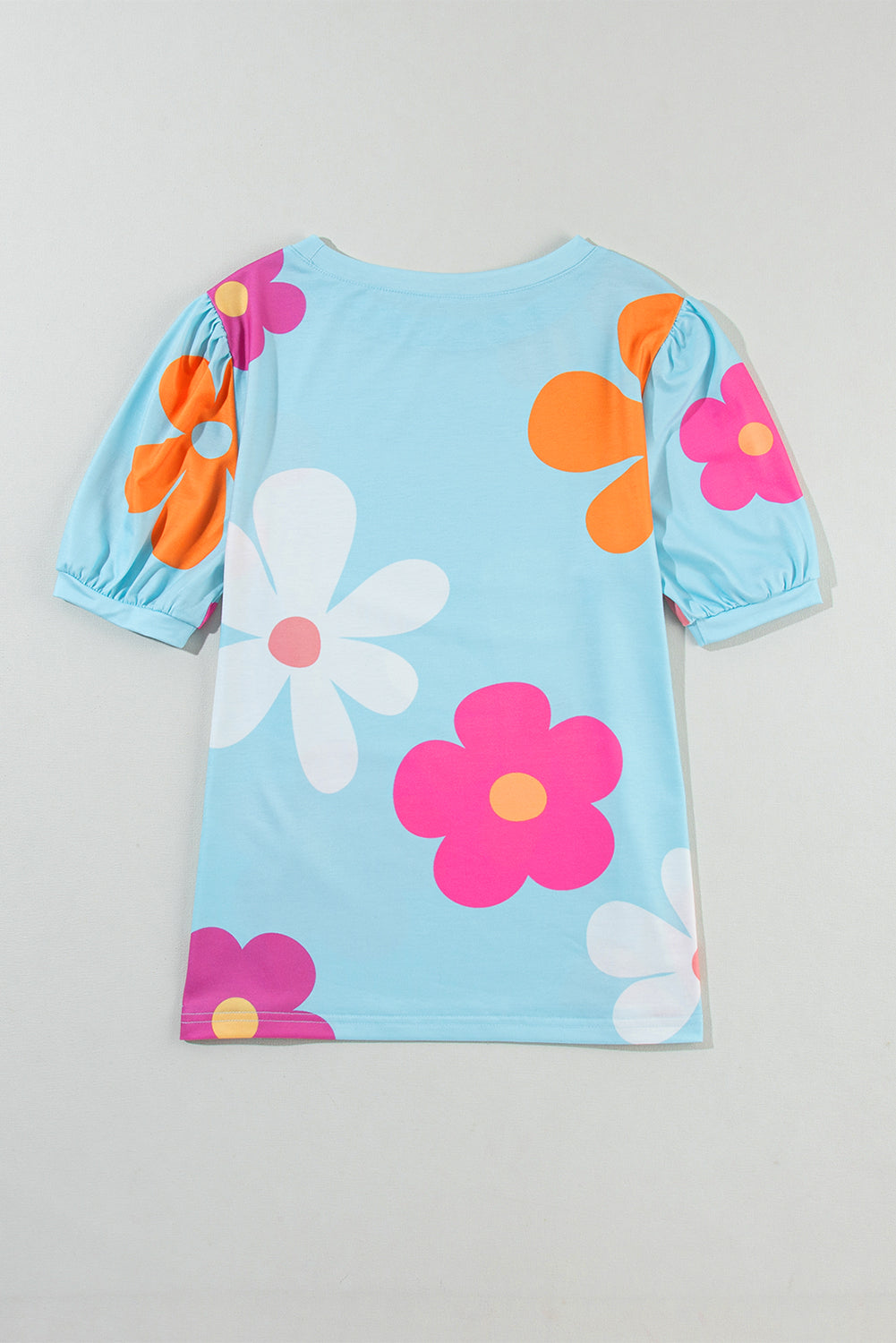White Bowknot Print Bubble Sleeve Tee