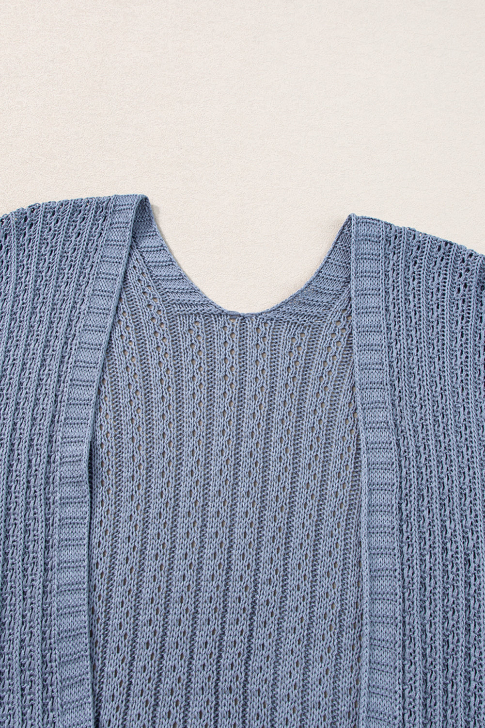 Sky Blue Hollow-out Bracelet Sleeve Knit Cardigan