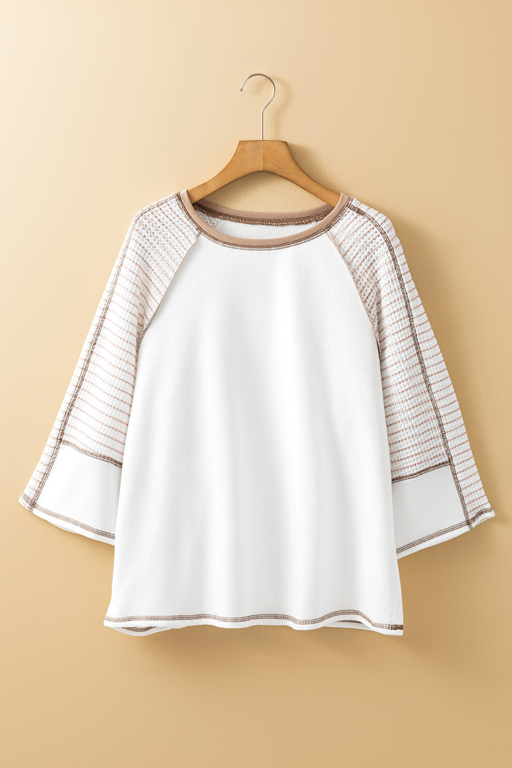 Black Striped Bracelet Sleeve Raglan Patchwork Top
