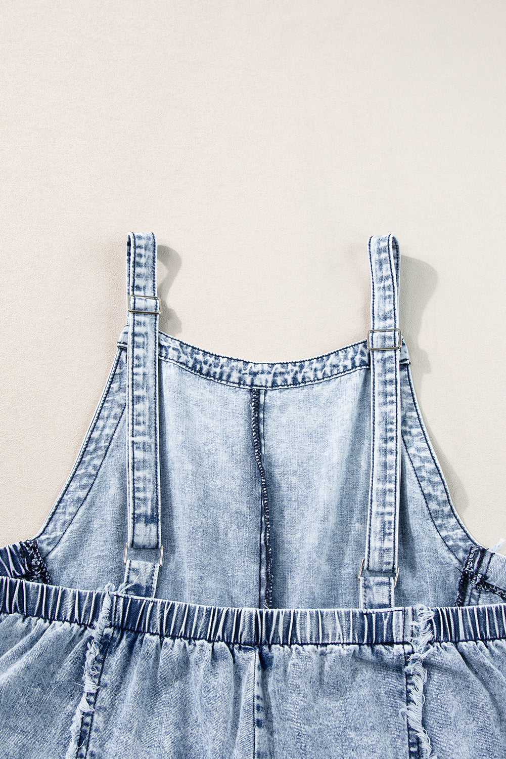 Dark Grey Light Wash Frayed Exposed Seam Wide Leg Denim Overall