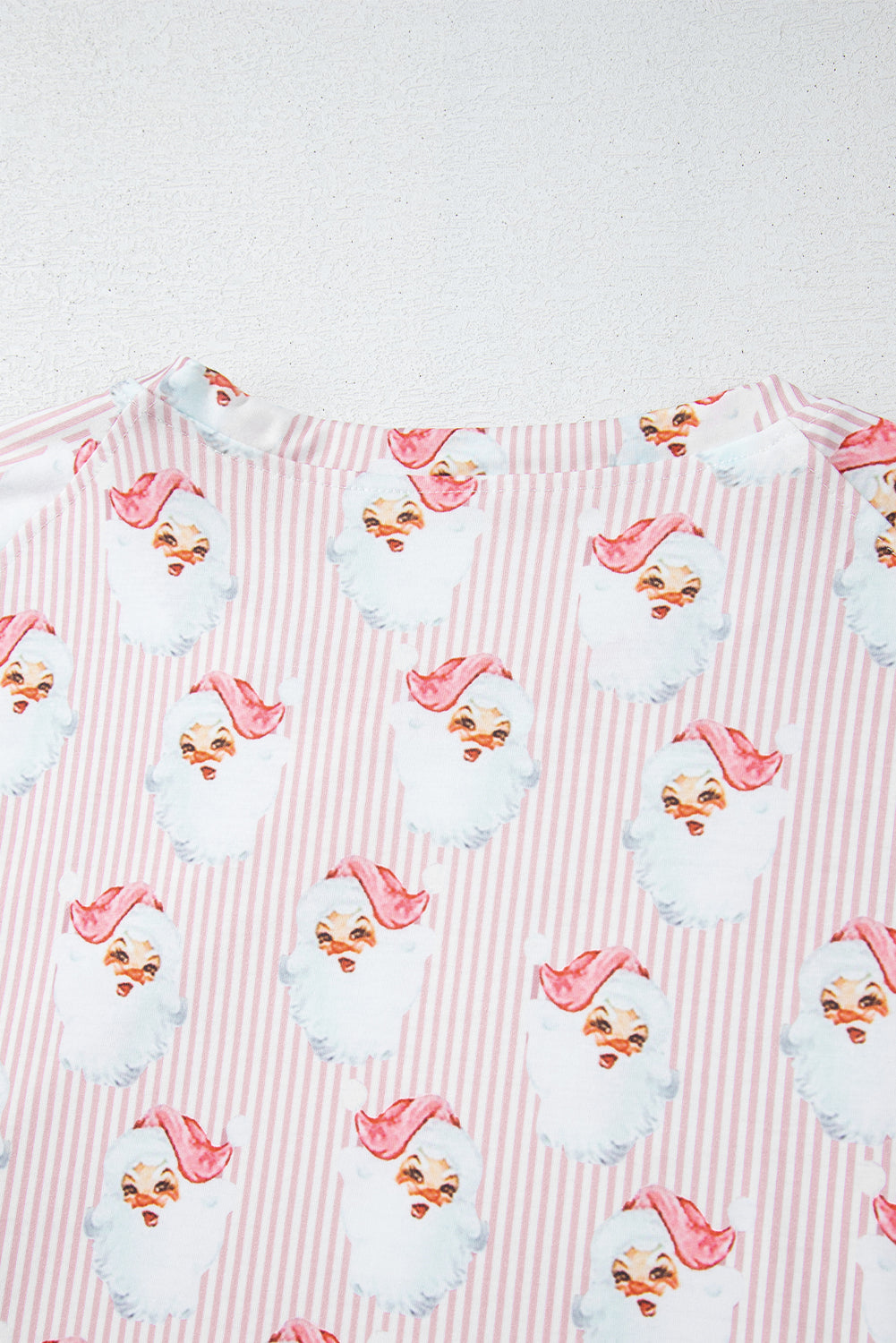 Sky Blue Santa Claus Striped Print Loose Fit Two Piece Lounge Set
