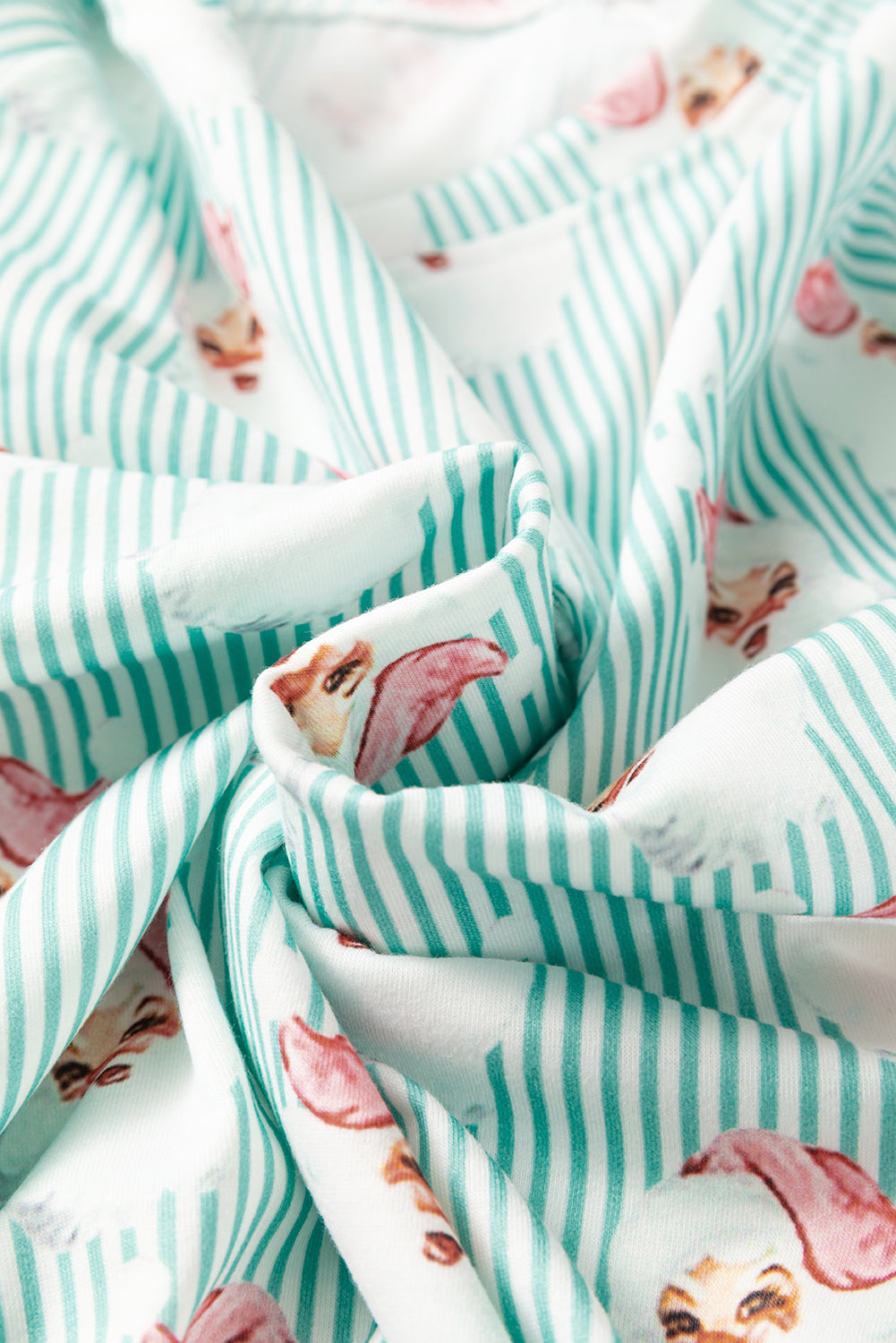 Sky Blue Santa Claus Striped Print Loose Fit Two Piece Lounge Set