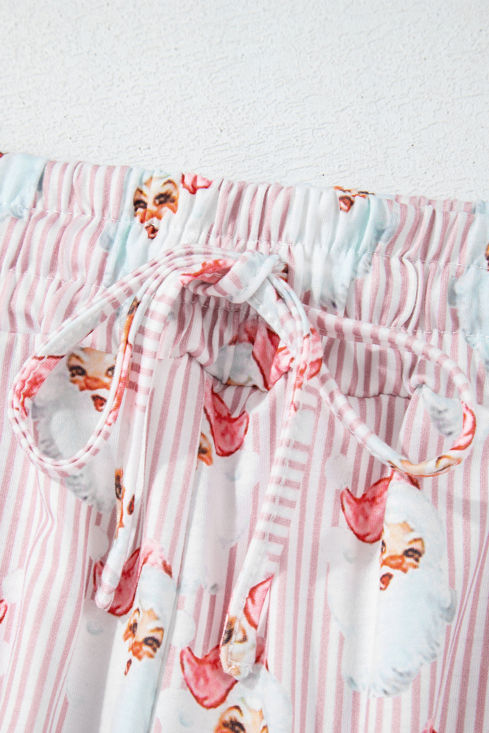 Sky Blue Santa Claus Striped Print Loose Fit Two Piece Lounge Set