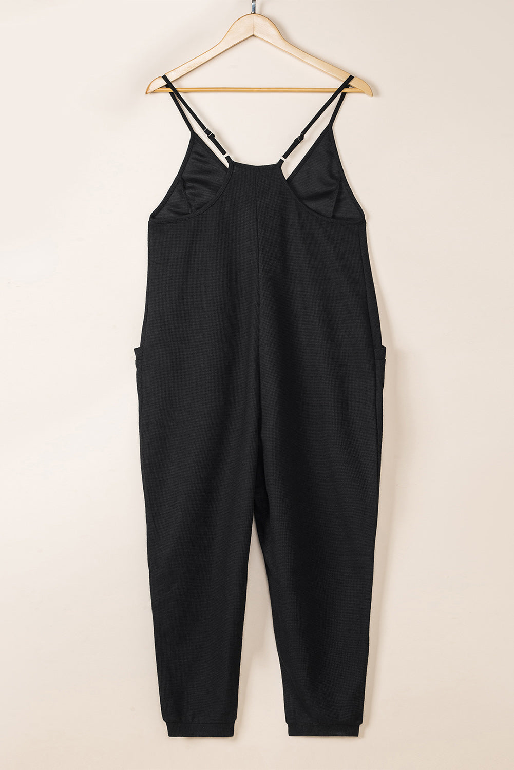 Gray Textured Sleeveless V-Neck Pocketed Casual Jumpsuit