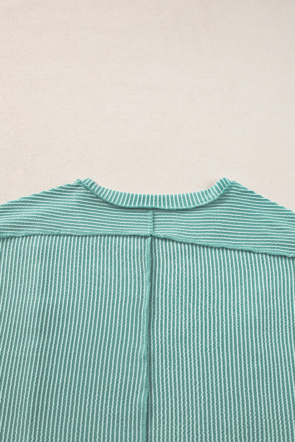 Mint Green Textured Colorblock Crew Neck T Shirt