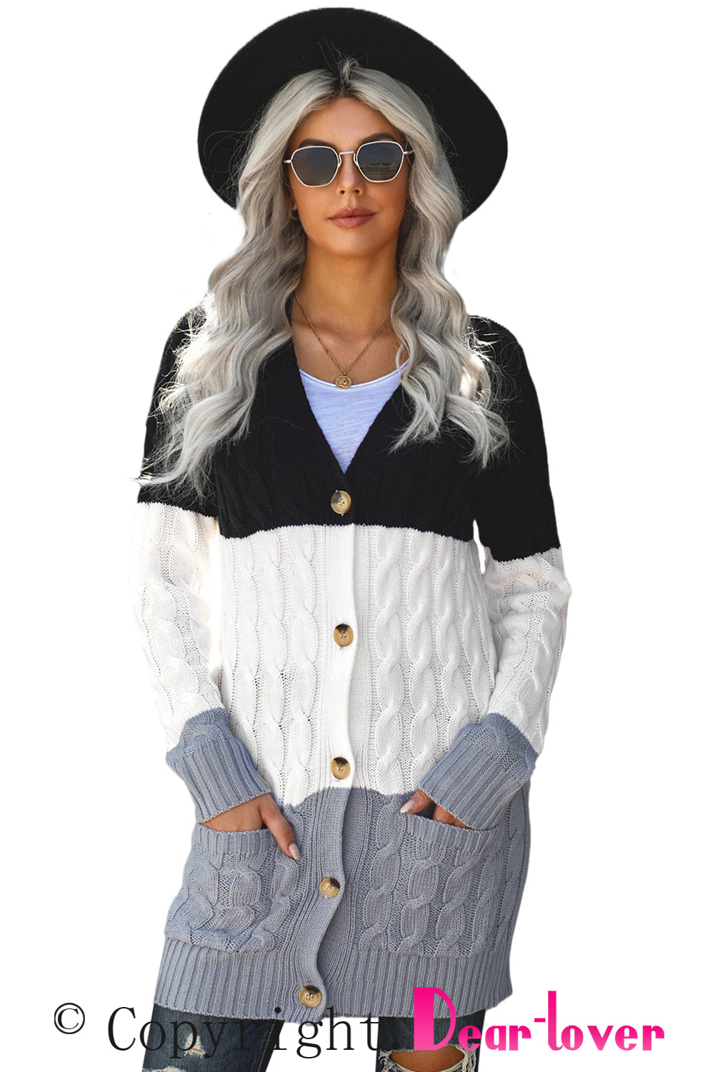 Sky Blue Button Pocket Knit Cardigan