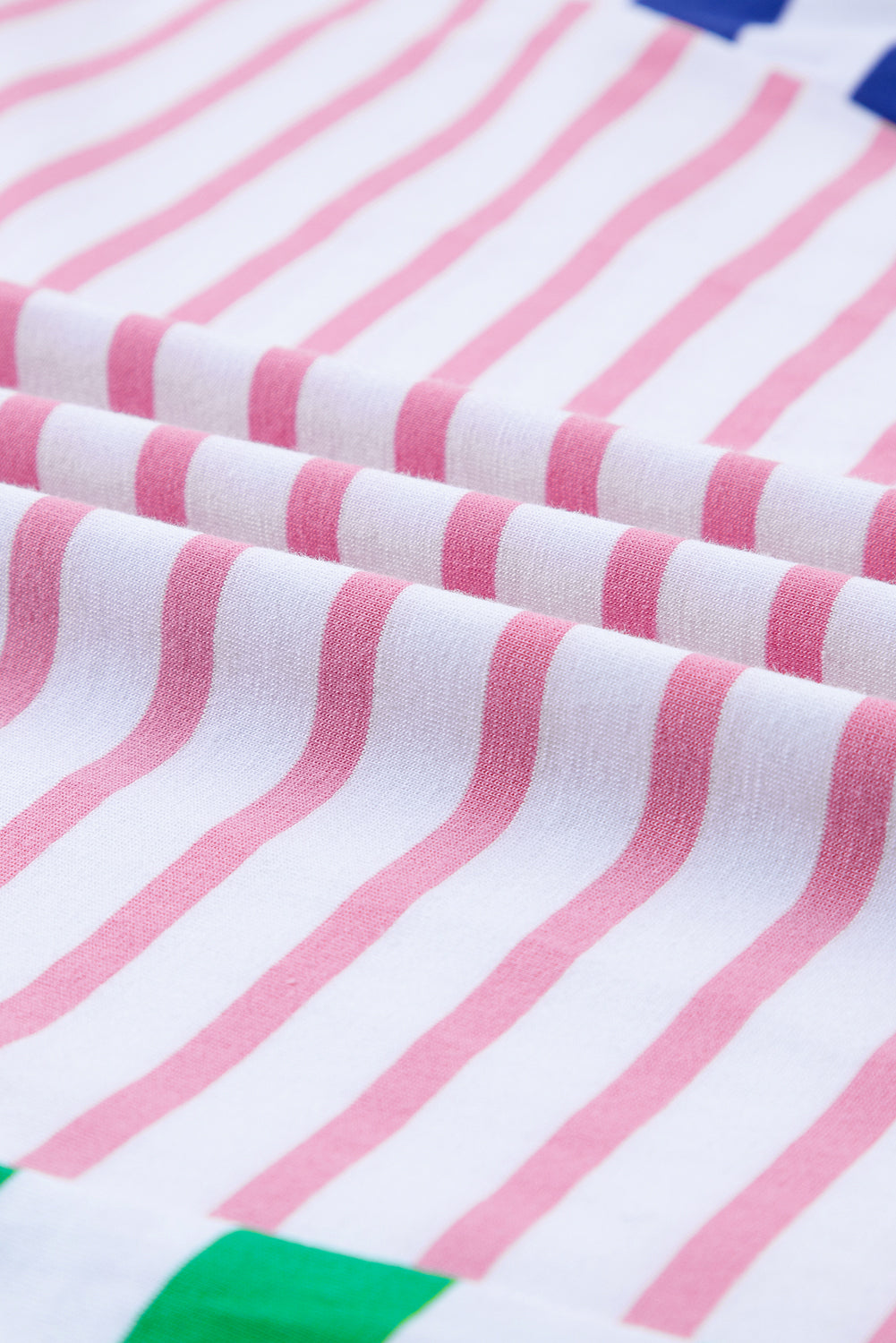 Blue Stripe Colorblock Patchwork Baggy T Shirt