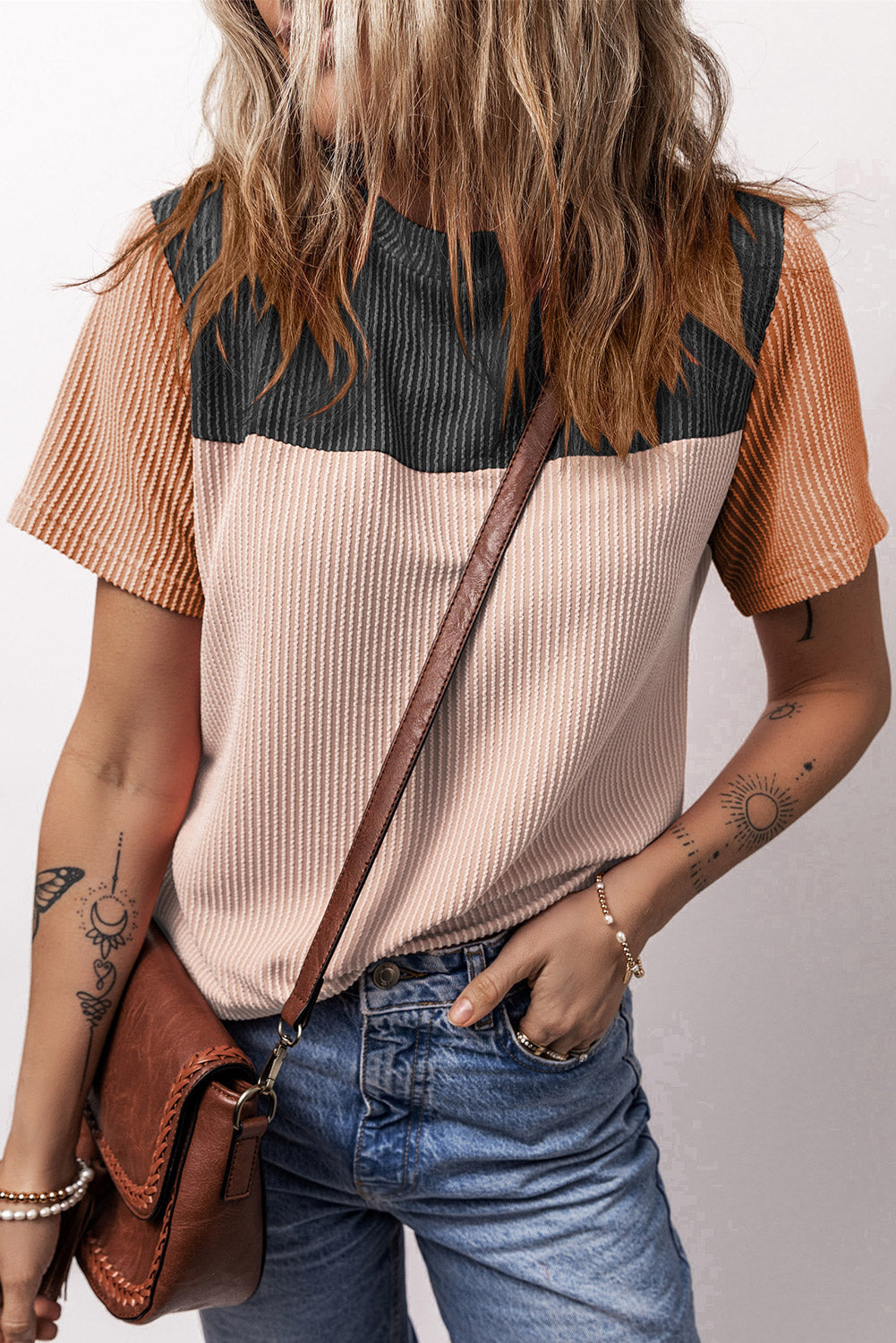 Skobeloff Rib Textured Colorblock T Shirt