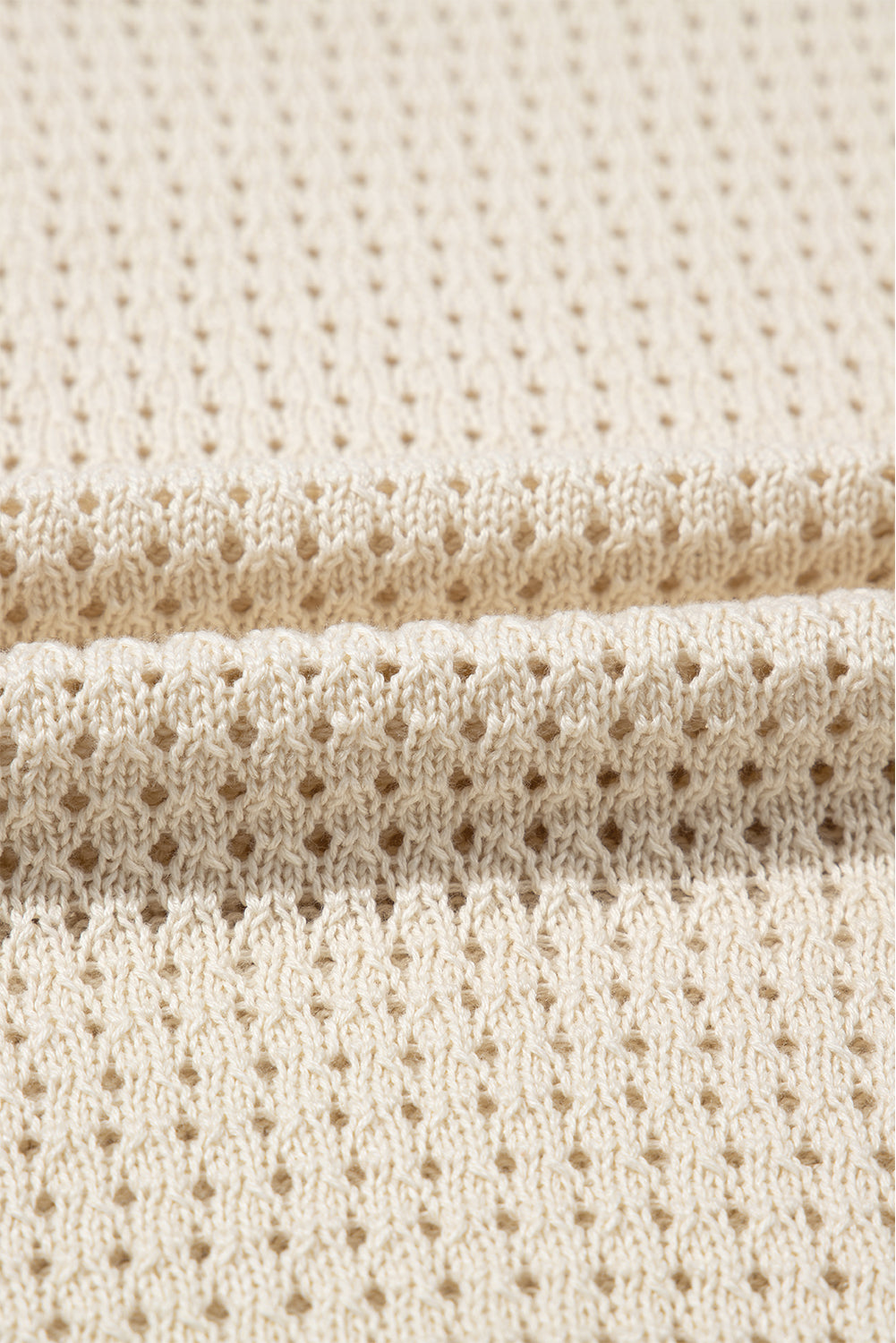 Apricot Hollow Out Floral Crochet Short Sleeve Crewneck Sweater