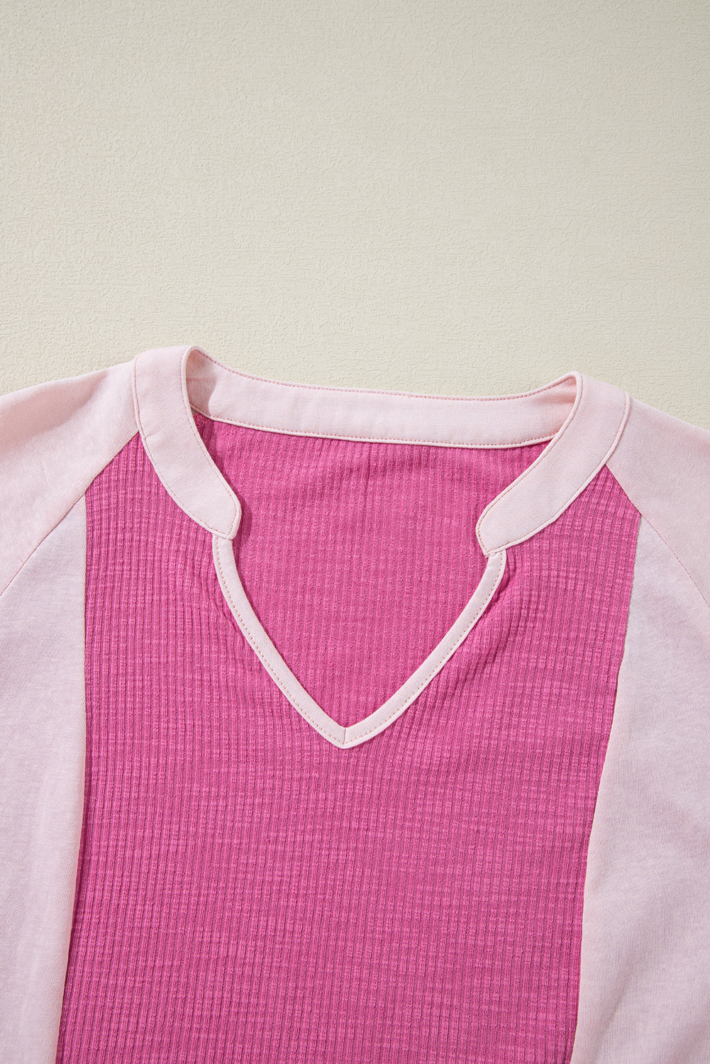Straw Yellow Textured Colorblock 3/4 Sleeve Oversize Top