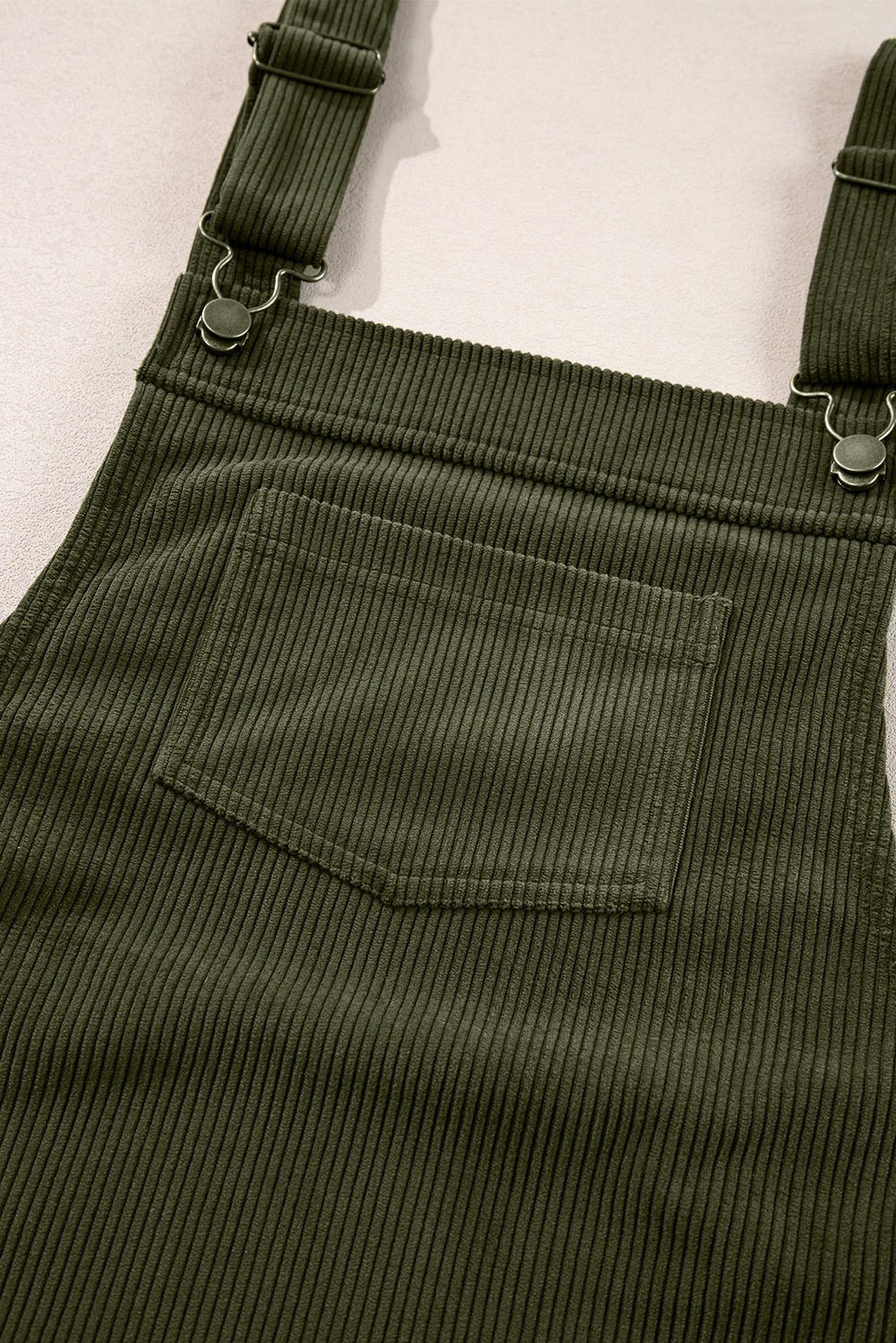 Black Solid Front Pockets Sleeveless Corduroy Overall Dress