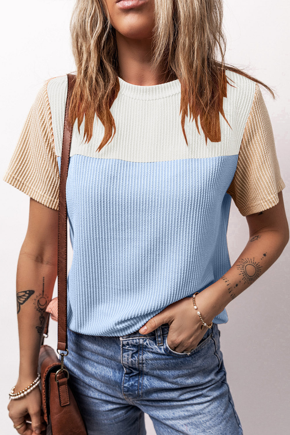 Skobeloff Rib Textured Colorblock T Shirt