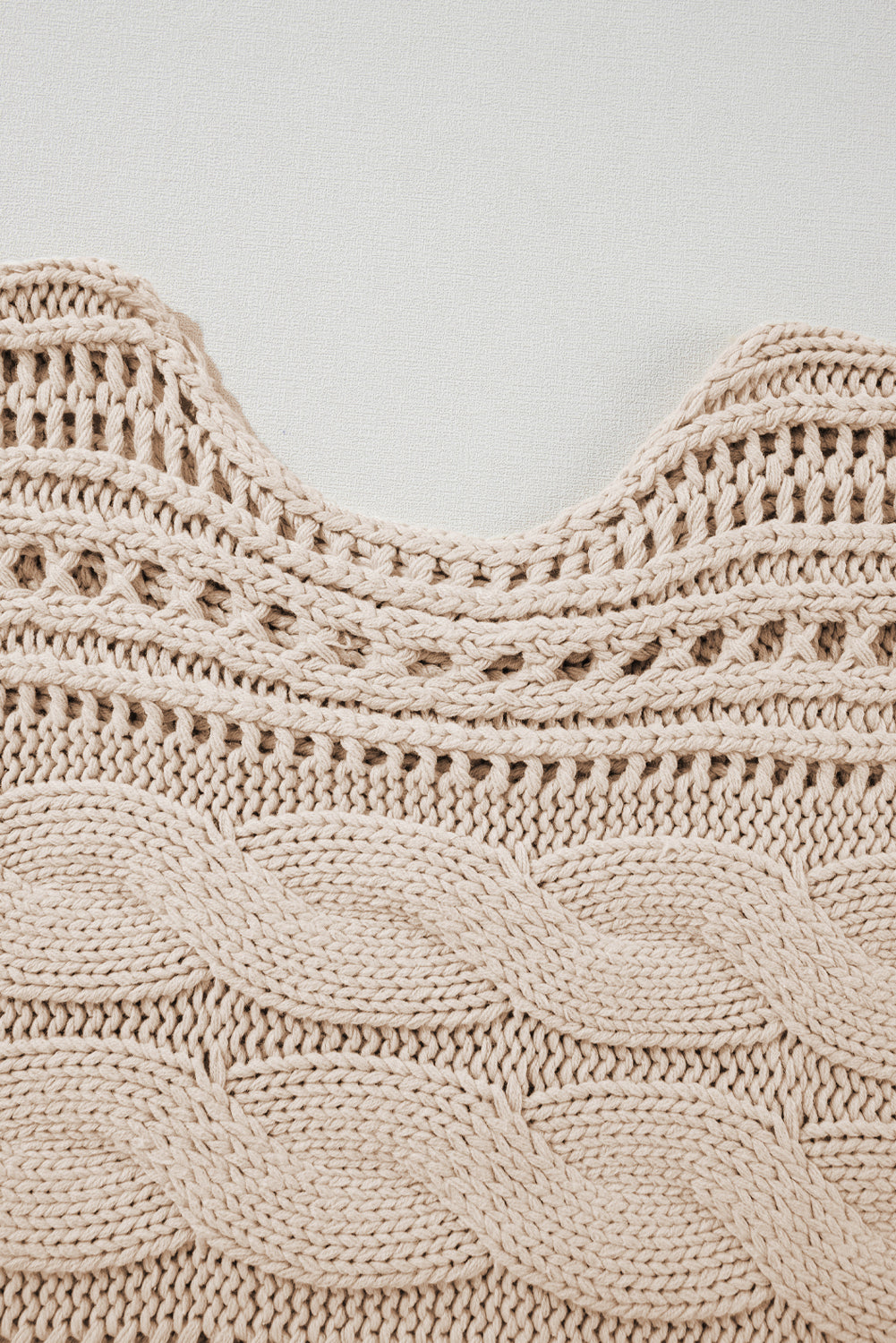 Blackish Green Hollow-out Cable Knit Cropped Sweater