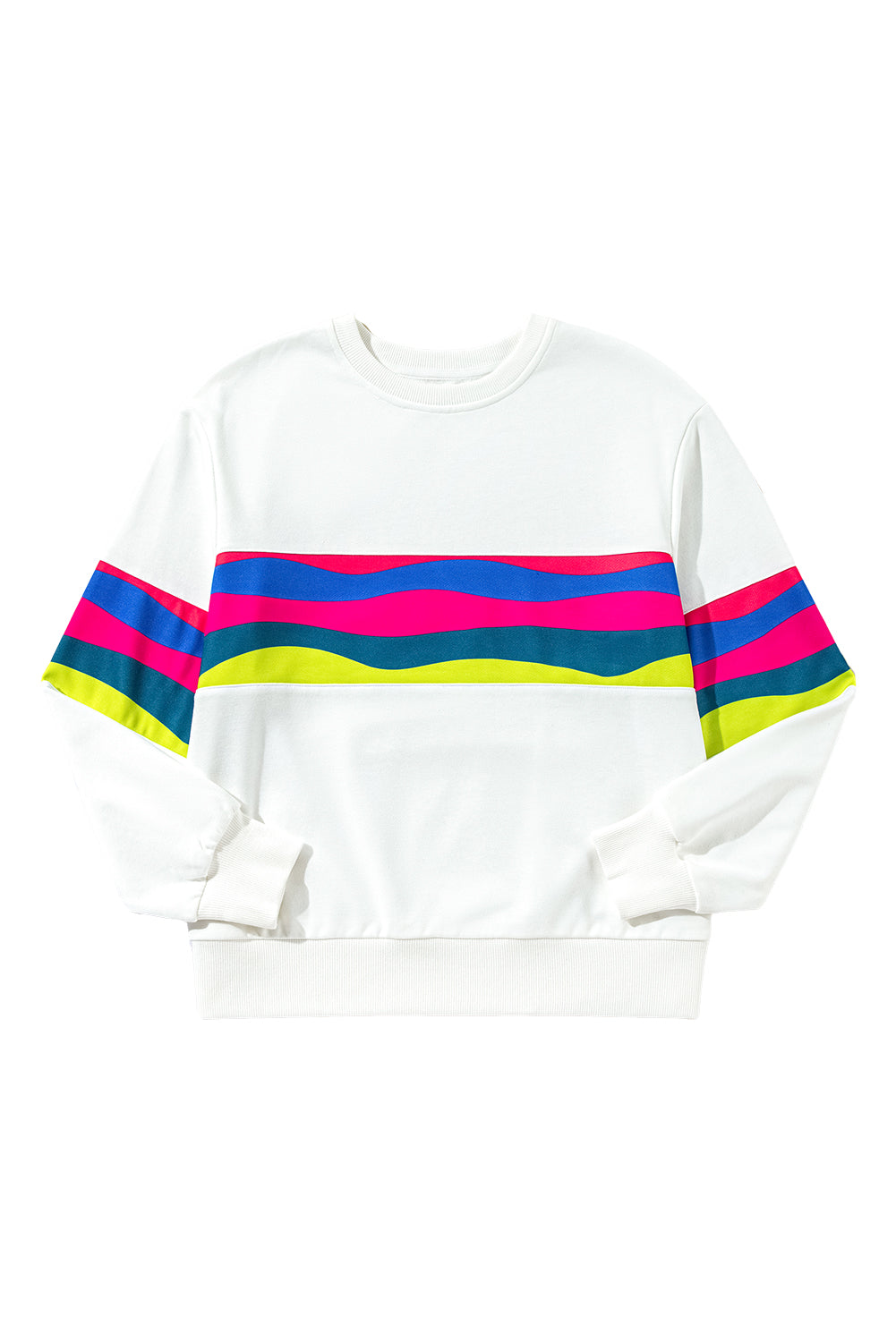 Green Colorful Striped Accent Long Sleeve T Shirt
