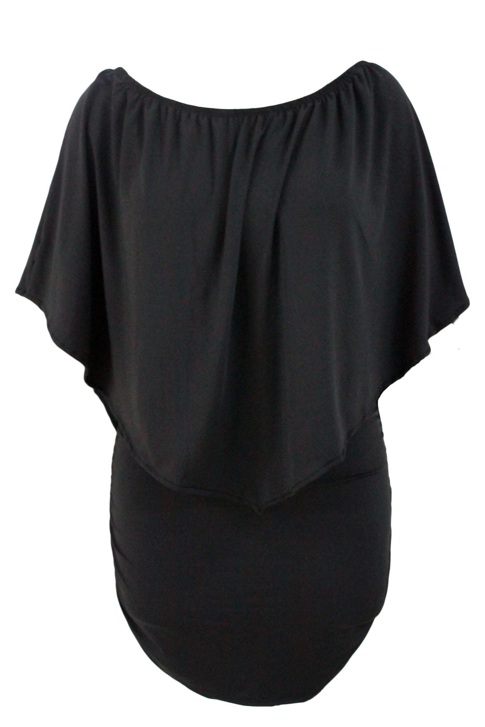 Multiple Dressing Layered Dark Blue Mini Poncho Dress
