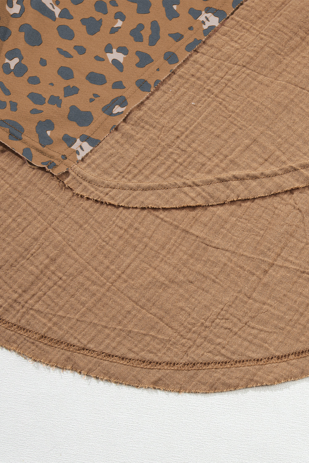 Pink Raw Edge Leopard Patchwork Oversized Blouse