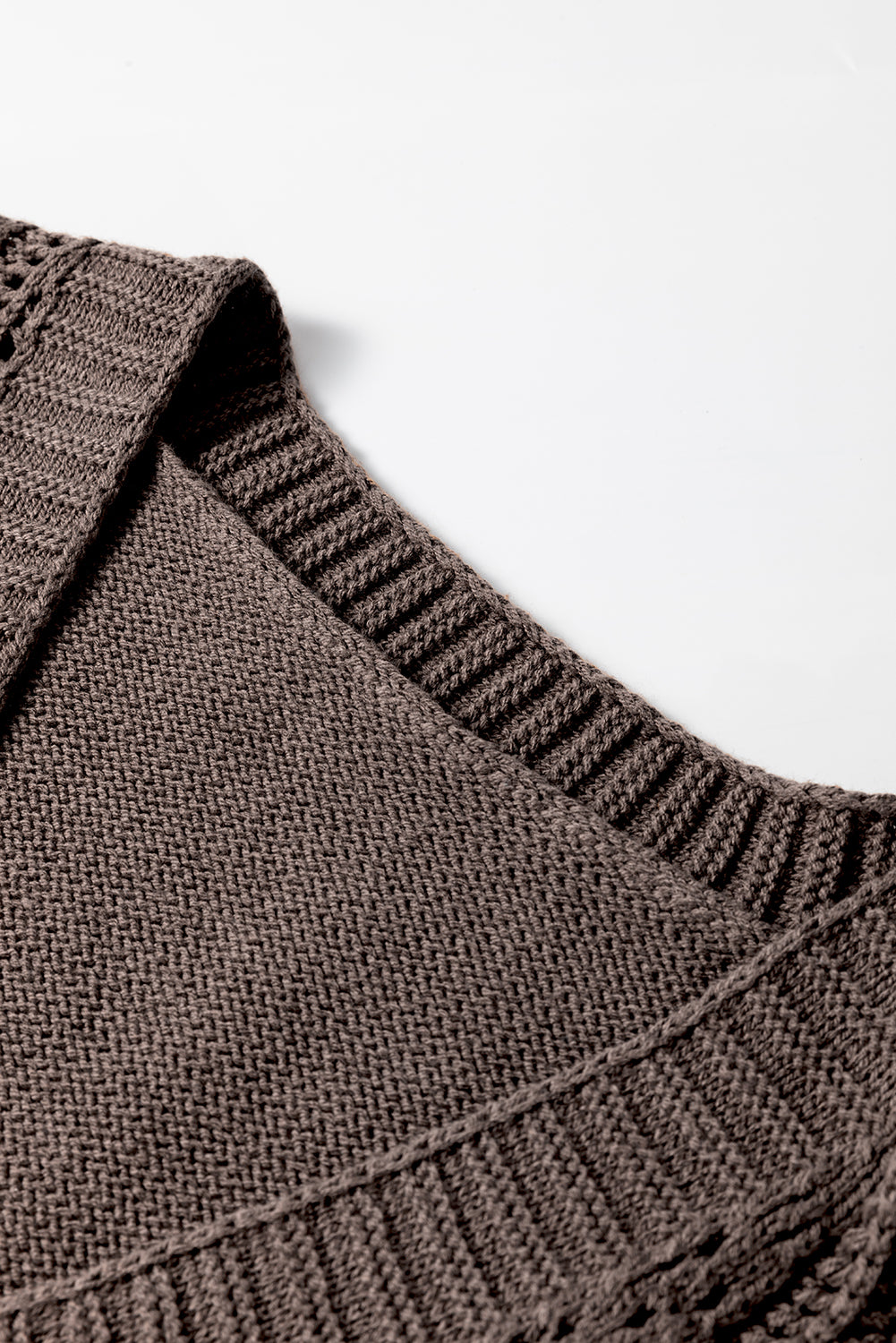 Black Open Knit Drop Shoulder Sweater Cardigan