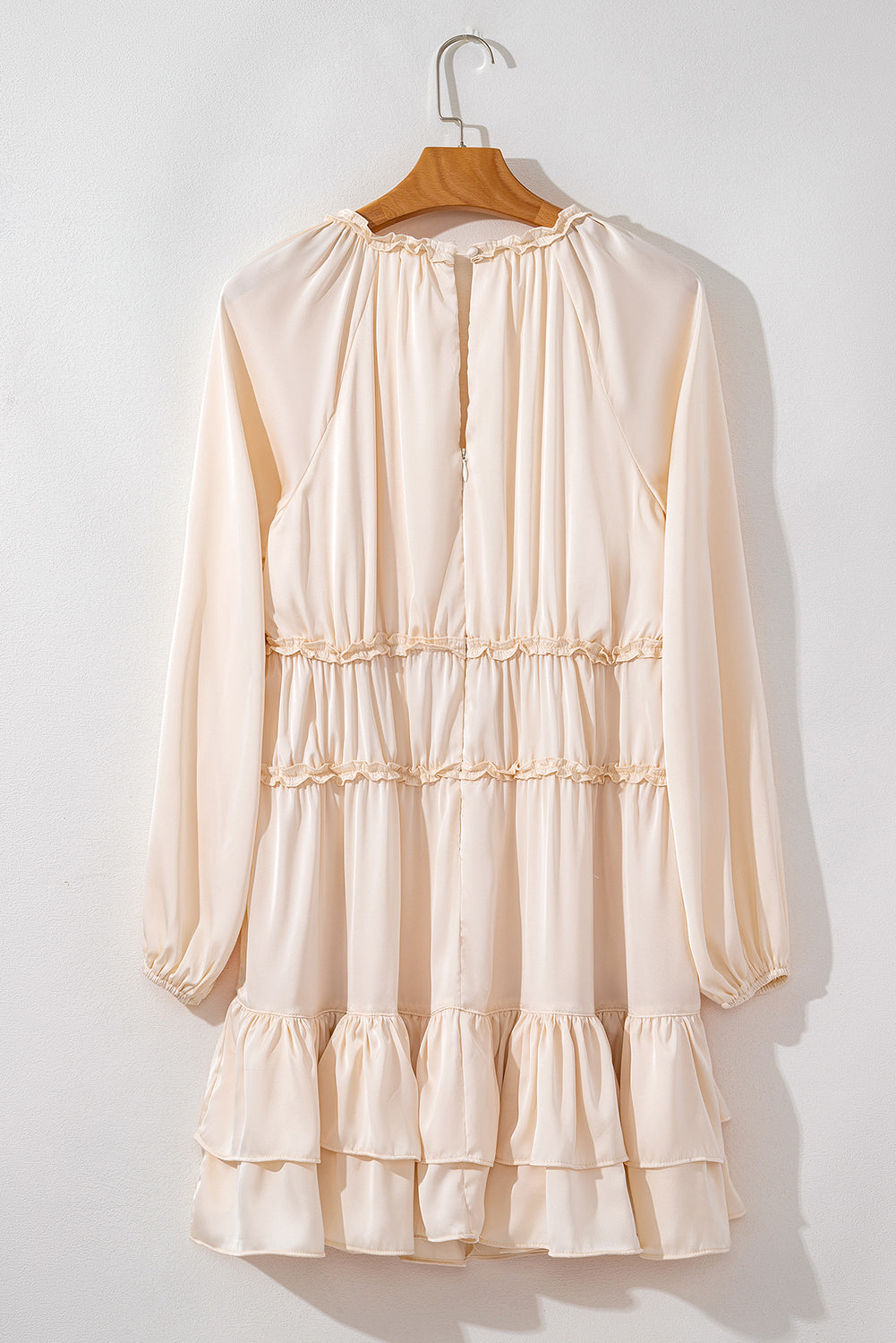 Black Tiered Ruffled Puff Sleeve Loose Fit Mini Dress