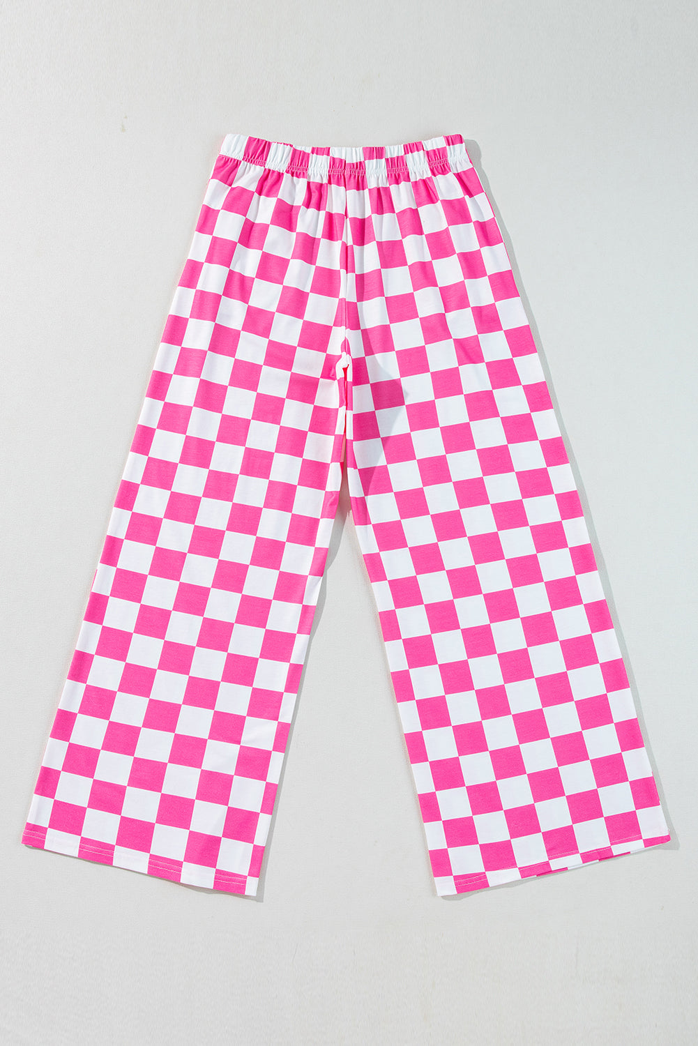 Green 2-Tone Checked Print High Waist Wide Leg Pants