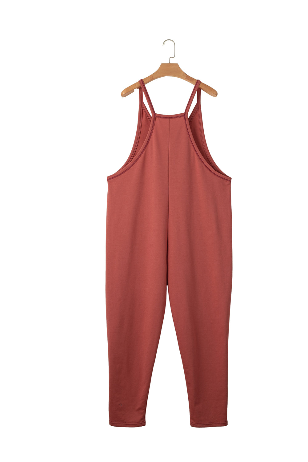 Apricot Side Pockets Harem Pants Sleeveless V Neck Jumpsuit