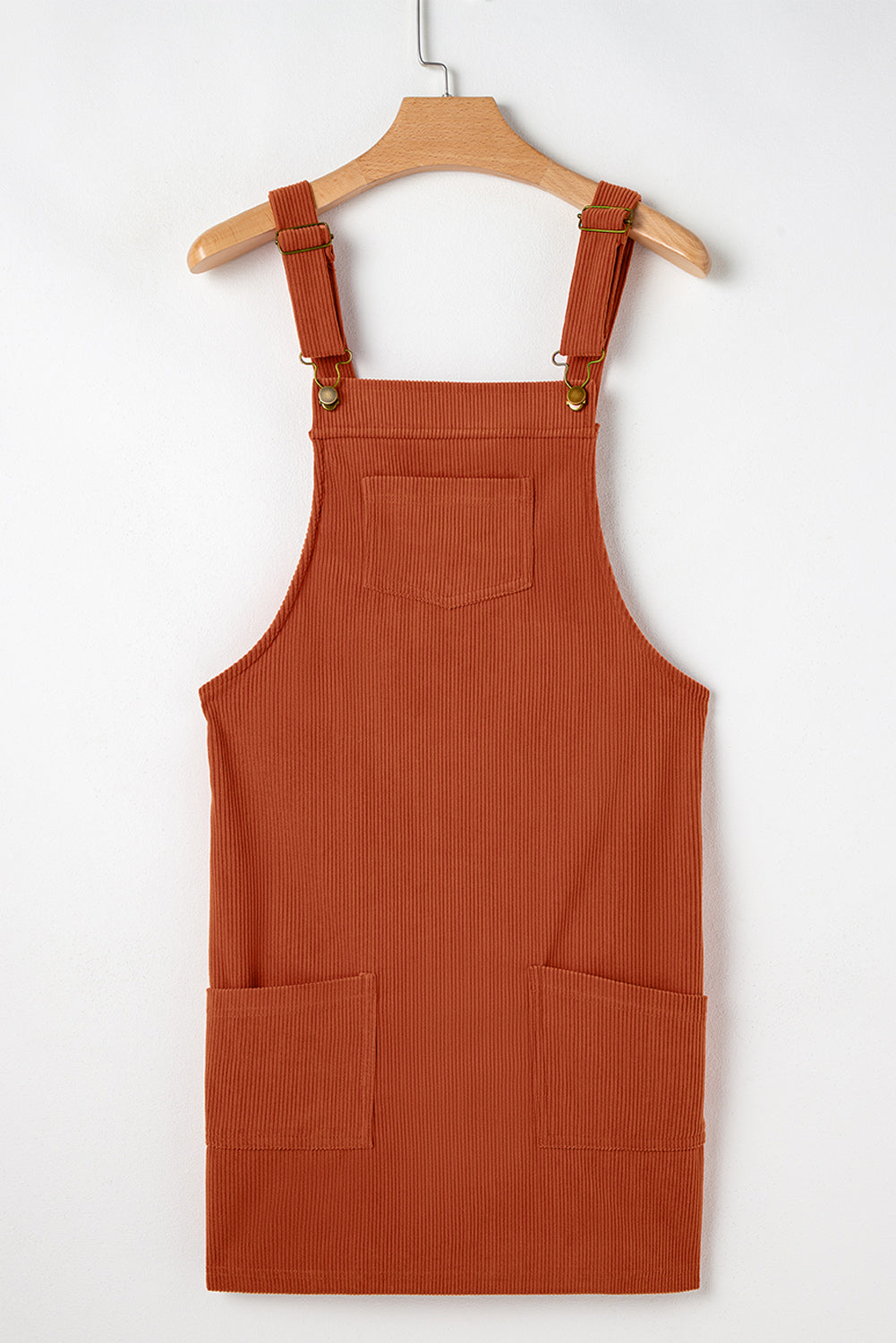 Black Solid Front Pockets Sleeveless Corduroy Overall Dress