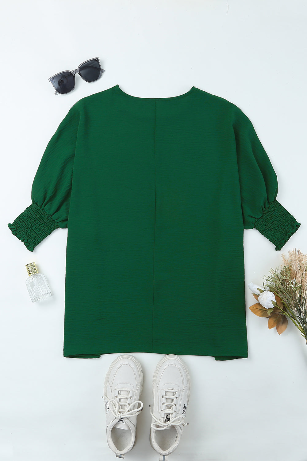 Rose Smocked Wrist Shift Top