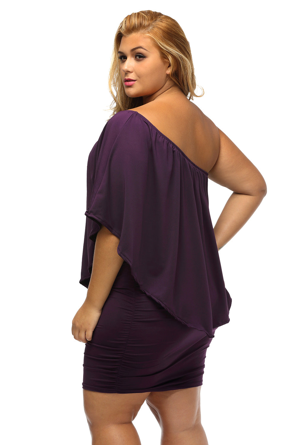 Multiple Dressing Layered Dark Blue Mini Poncho Dress