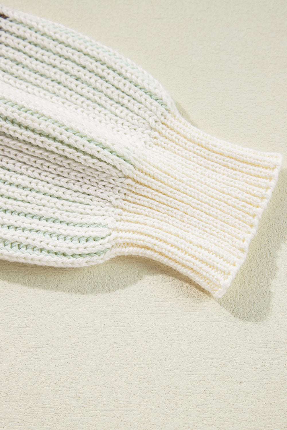 Multicolour Colorblock Textured Knit Bubble Sleeve Sweater