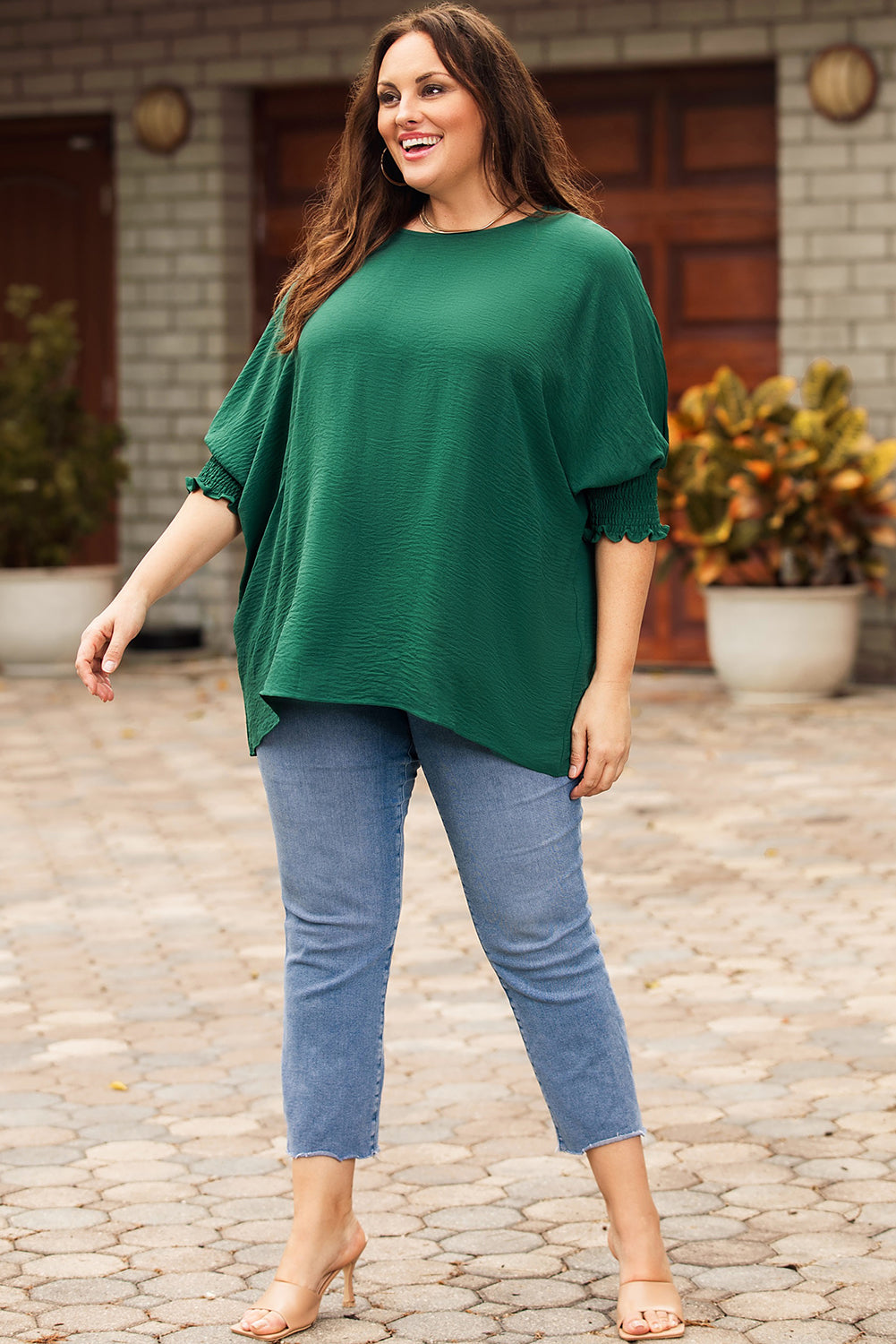 Rose Smocked Wrist Shift Top