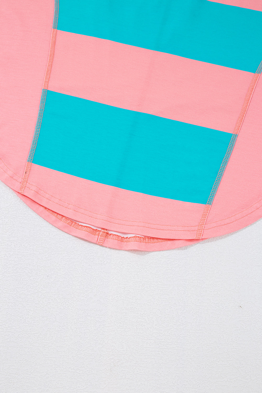 Blue Colorblock Striped Drop Shoulder Loose Top