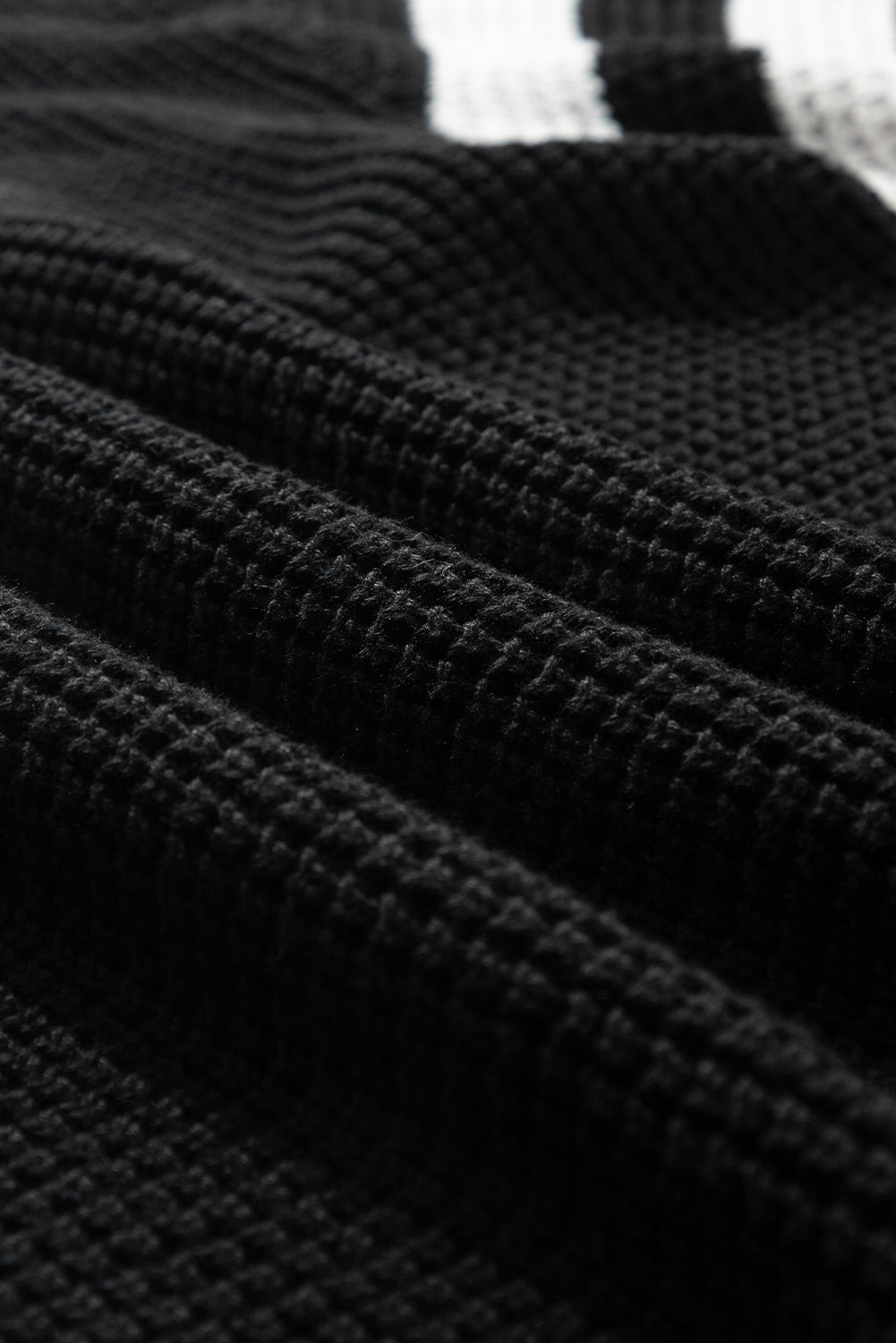 Smoke Gray Striped Plaid Patchwork Waffle Knit Turtleneck Sweater