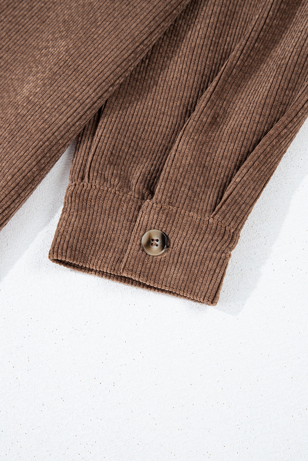 Black Corduroy Flap Pocket Button Up Shacket