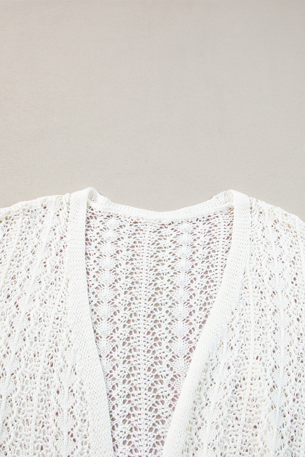 Black Hollow Out Knit Drop Shoulder Open Front Cardigan
