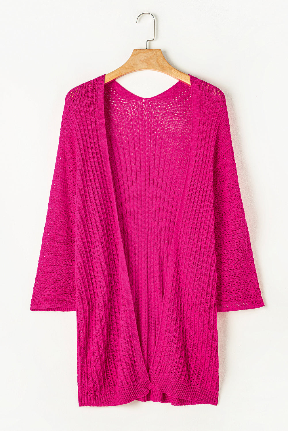 Sky Blue Hollow-out Bracelet Sleeve Knit Cardigan
