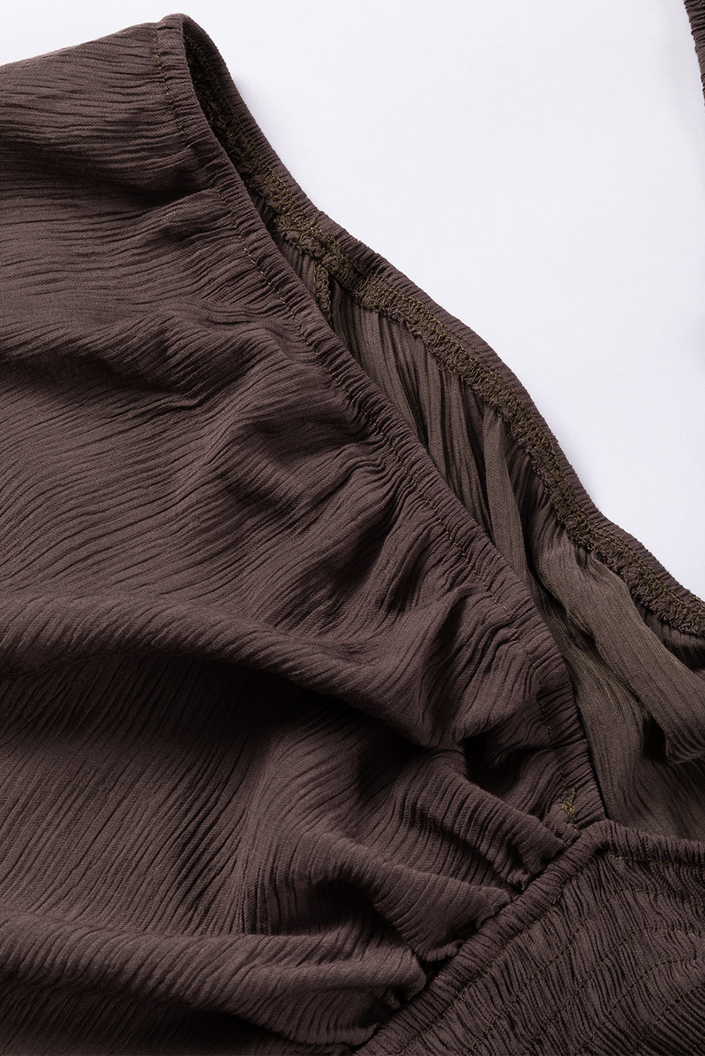 Brown V Neck Bowknot Cutout Frill Tiered Maxi Dress