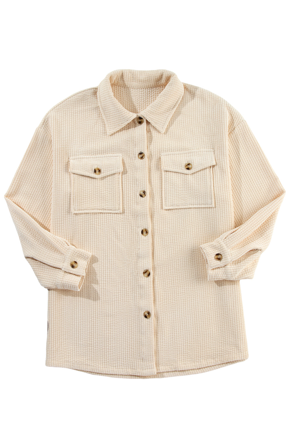 Black Corduroy Flap Pocket Button Up Shacket