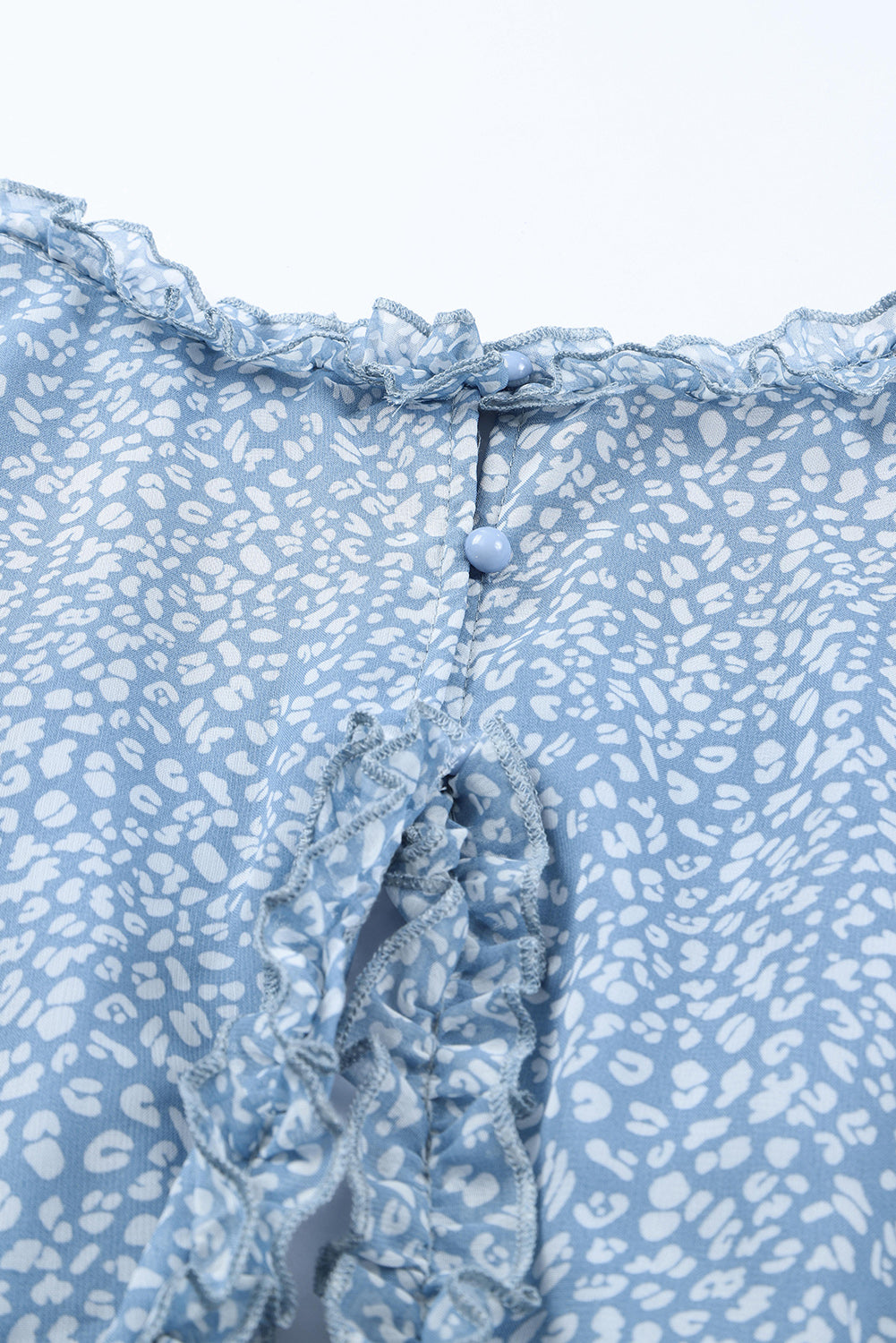 Blue Ruffle Detailing Open Back Floral Dress