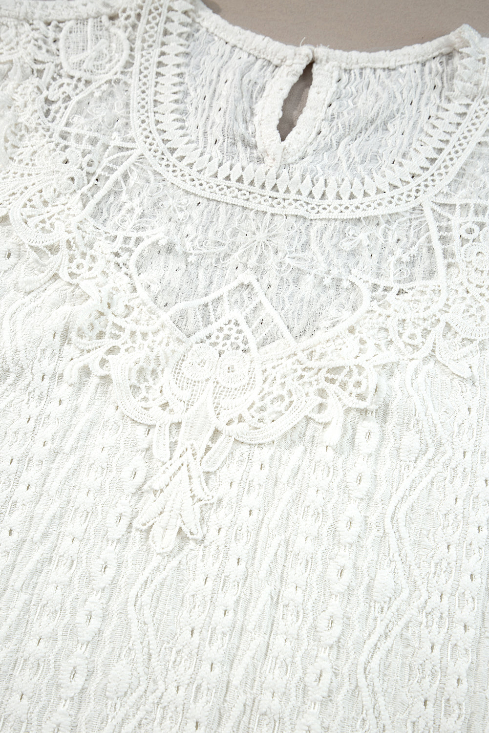 Black Guipure Lace Crochet Keyhole Back Tank Top