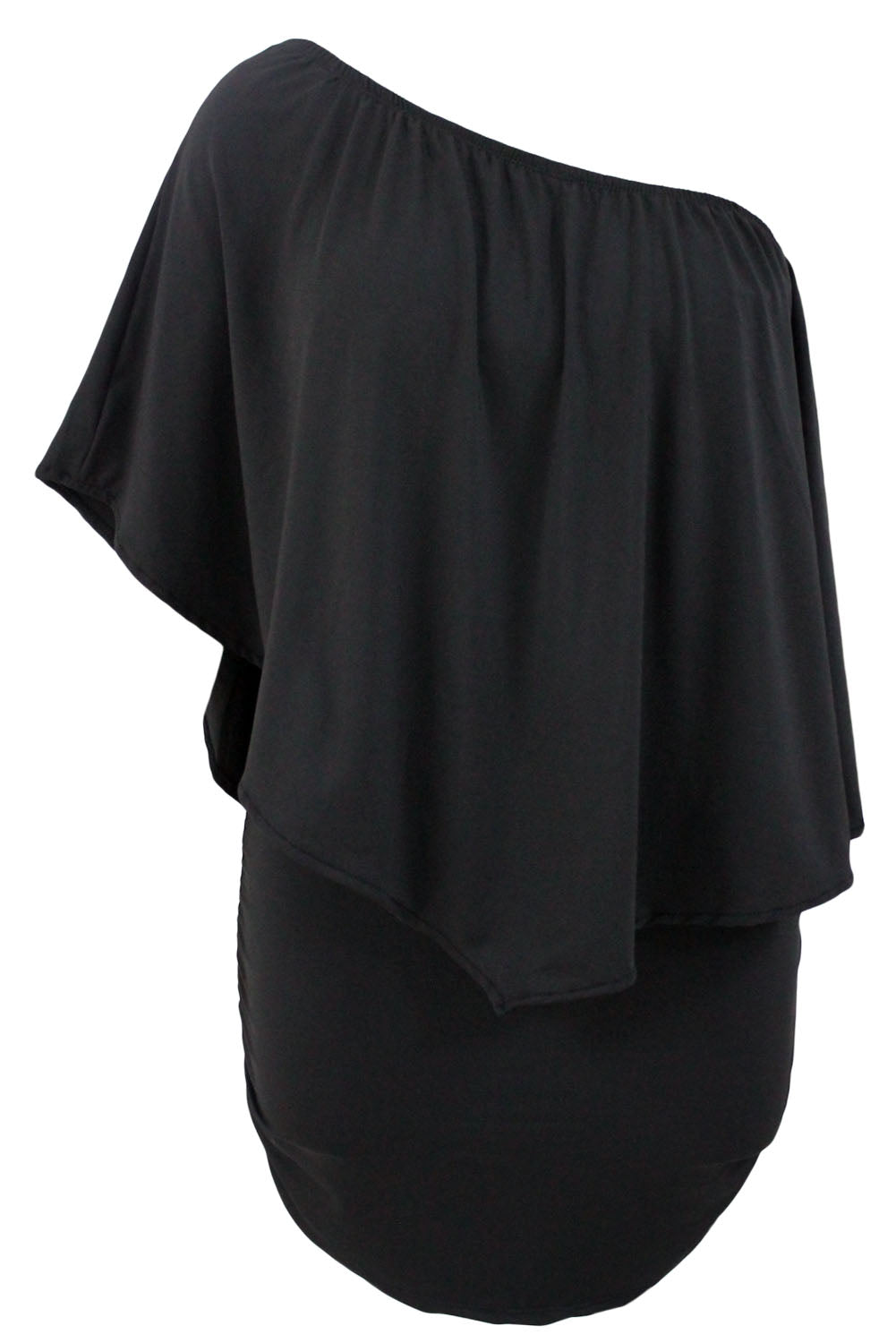 Multiple Dressing Layered Dark Blue Mini Poncho Dress